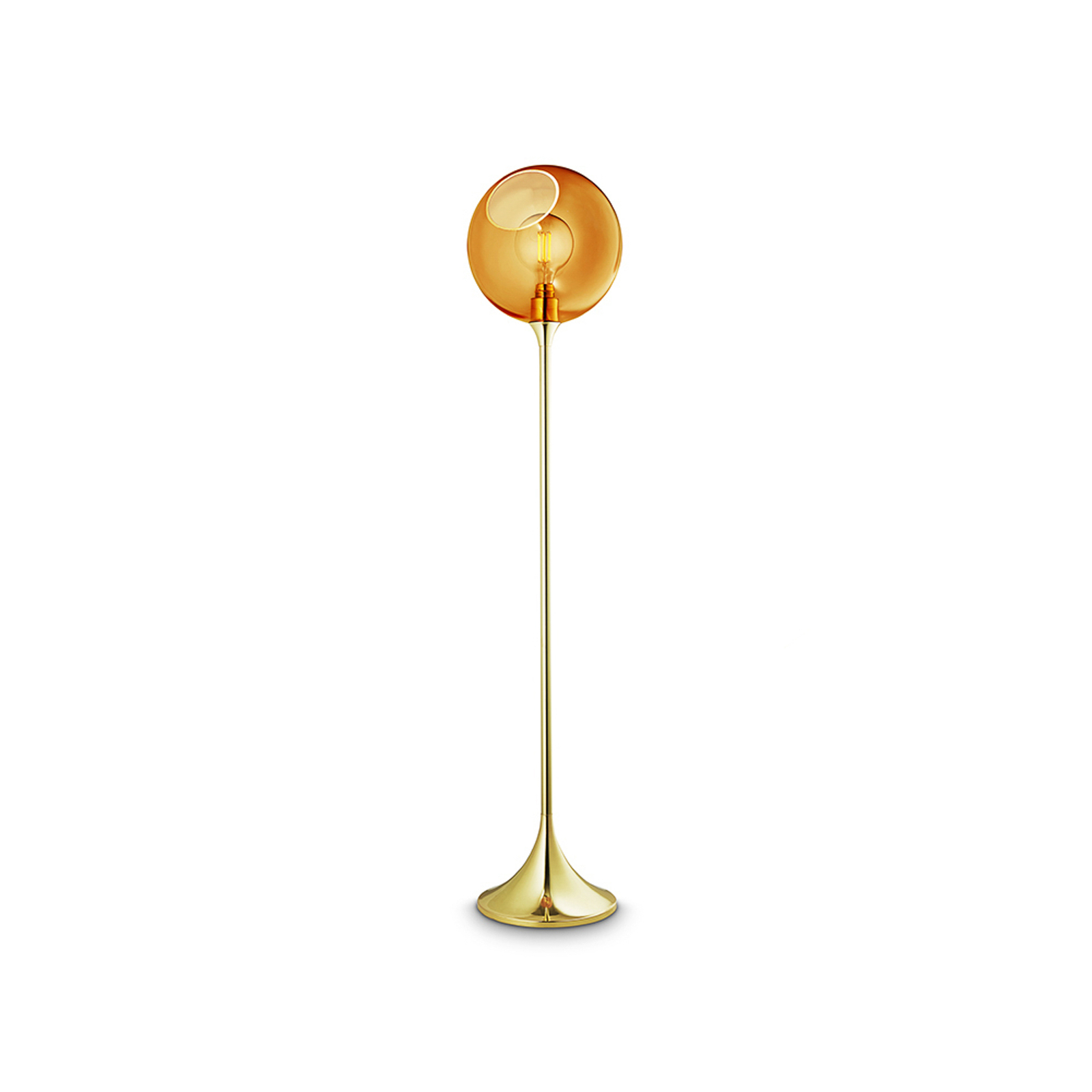Ballroom floor lamp, amber, glass, hand-blown, dimmable