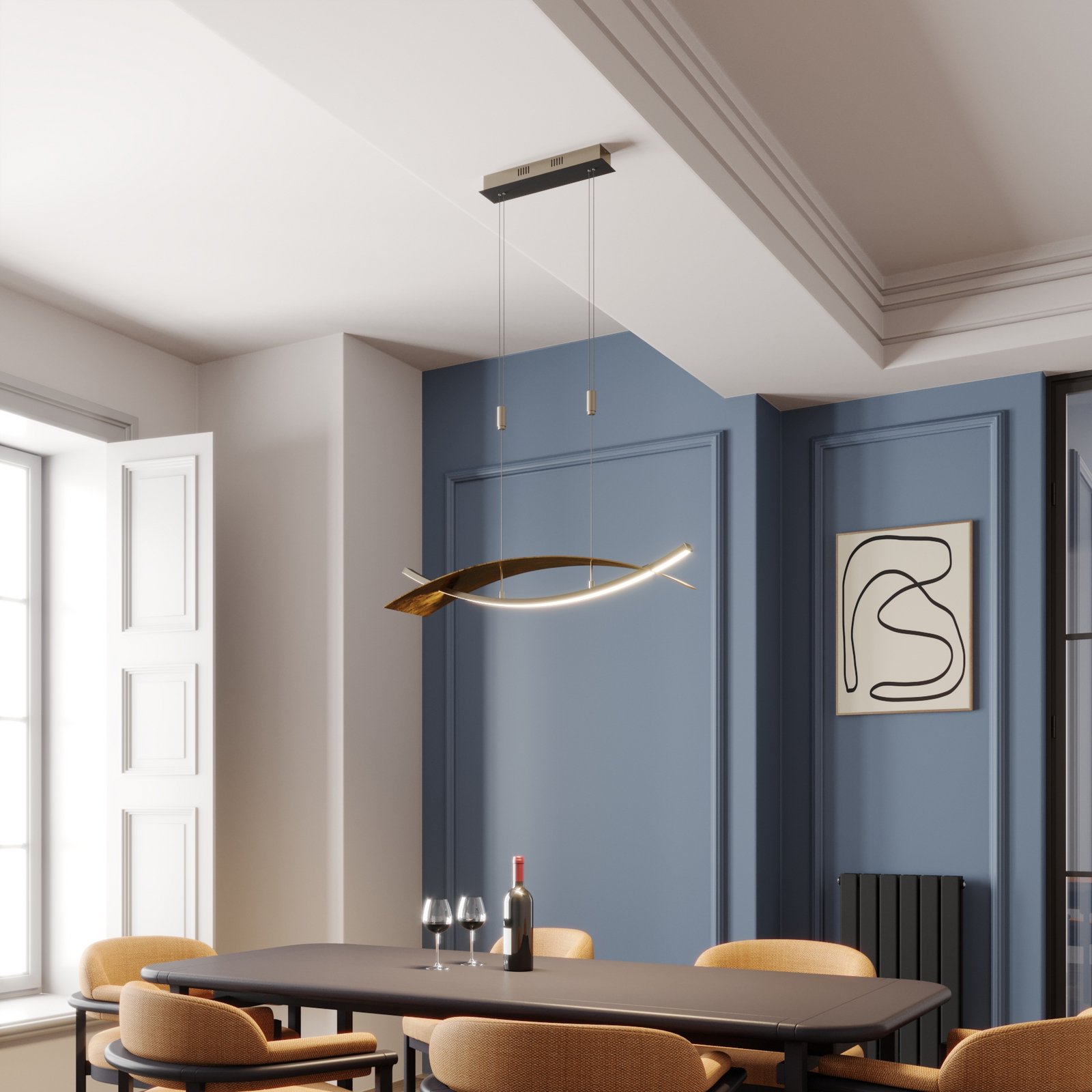 Marija LED hanging light, horizontal panel, black Lights.co.uk