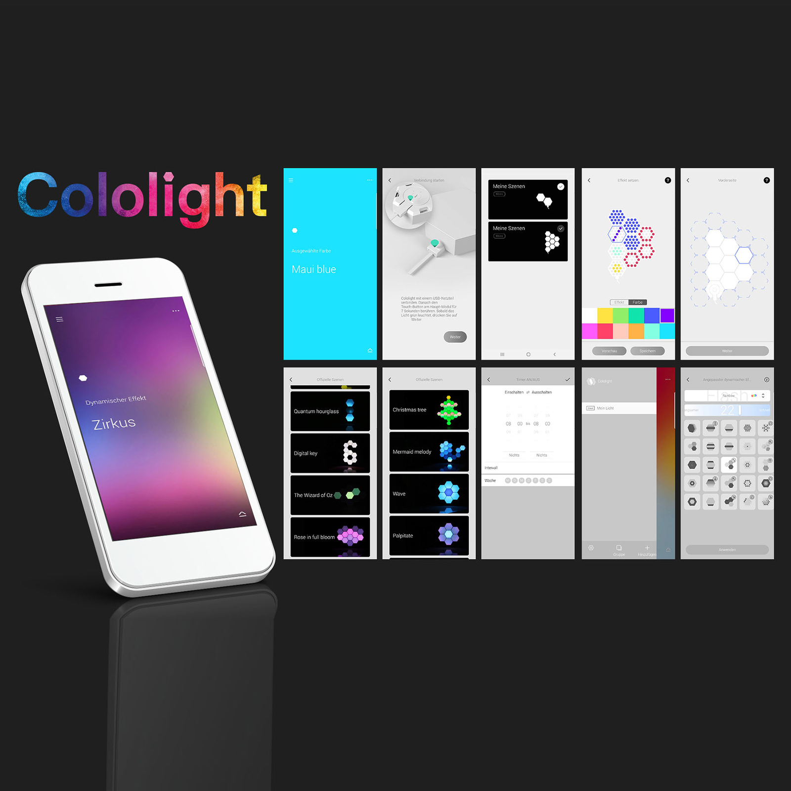 Cololight Plus startsæt, 7 moduler med sokkel