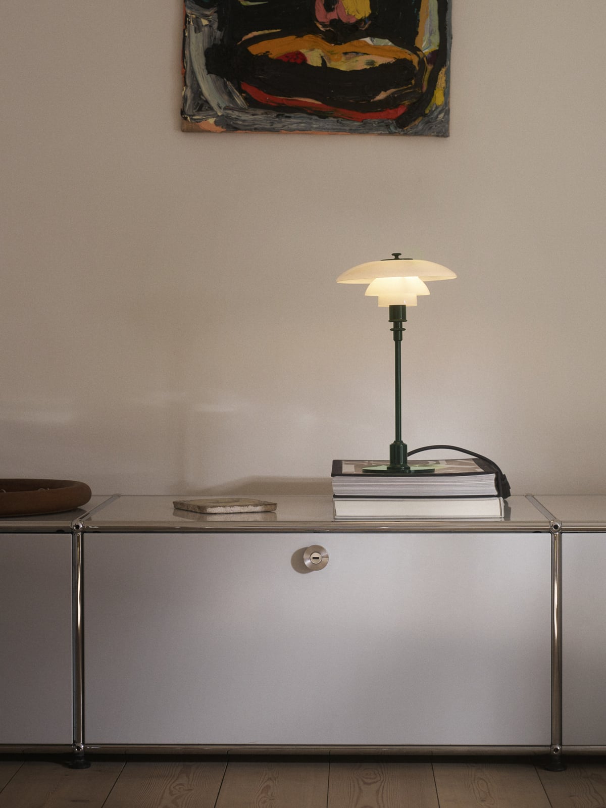 Louis Poulsen galda lampa PH 2/1, tumši zaļa, Ø 20 cm