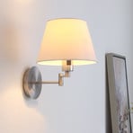 Lindby wall light Pola, 30 cm, nickel, extendable, textile