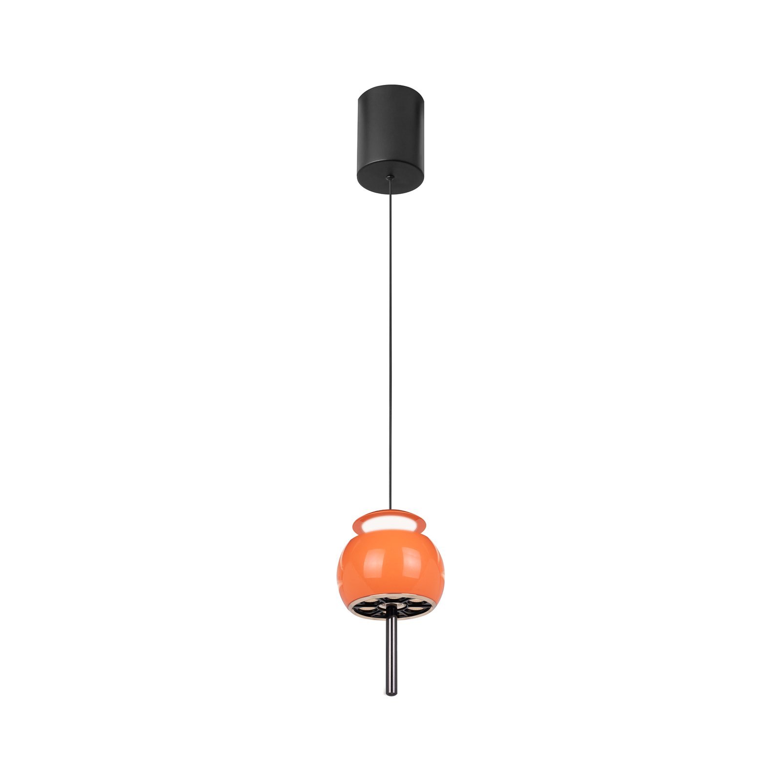Lampada a sospensione Roller LED, arancione, regolabile in altezza, asta a