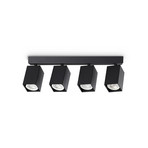 IDEAL LUX Faretto da soffitto Dynamite Square nero 38 cm a 4 luci