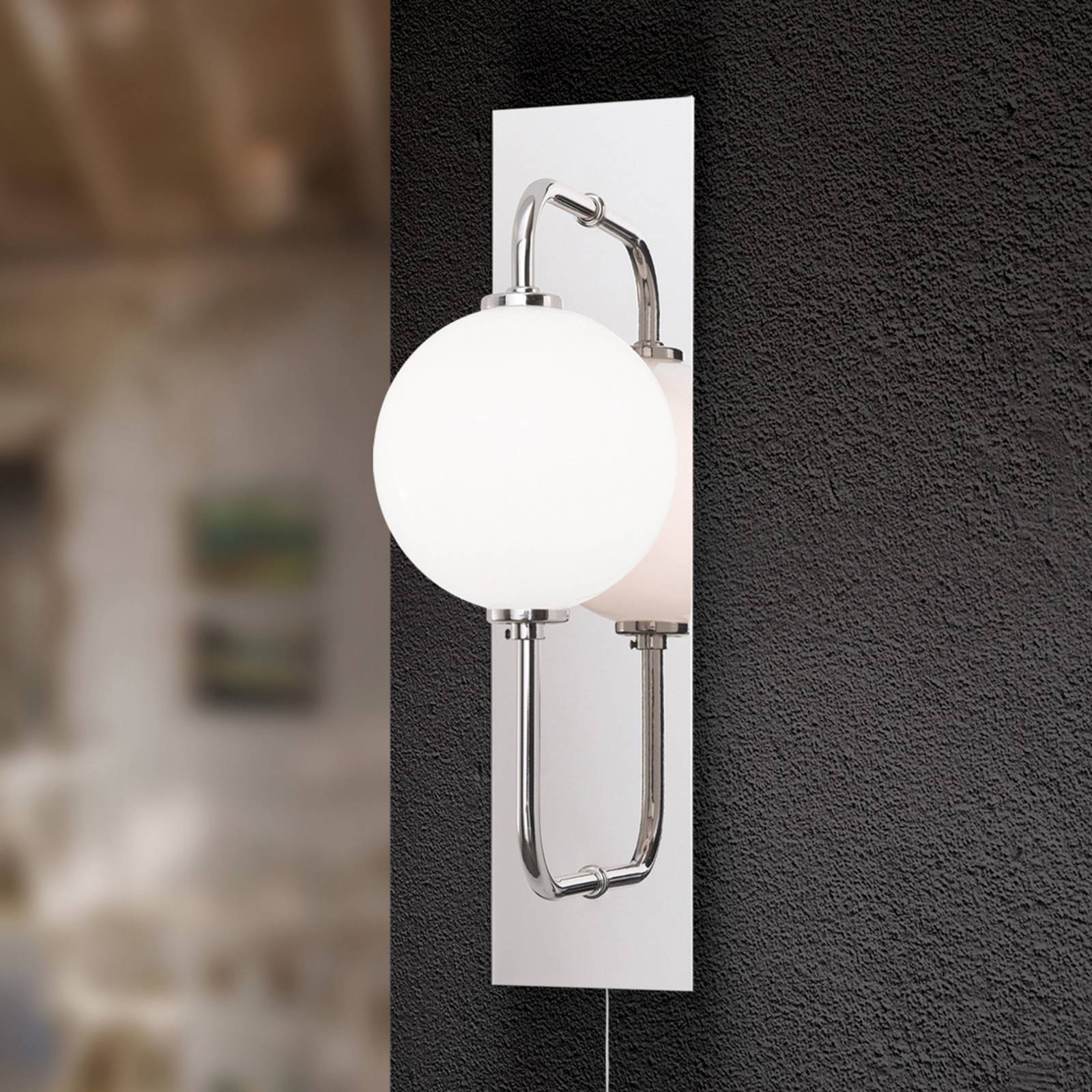 Pipes LED wall light in glossy nickel