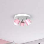 Ceiling spotlight Cloudy 3-bulb round pink