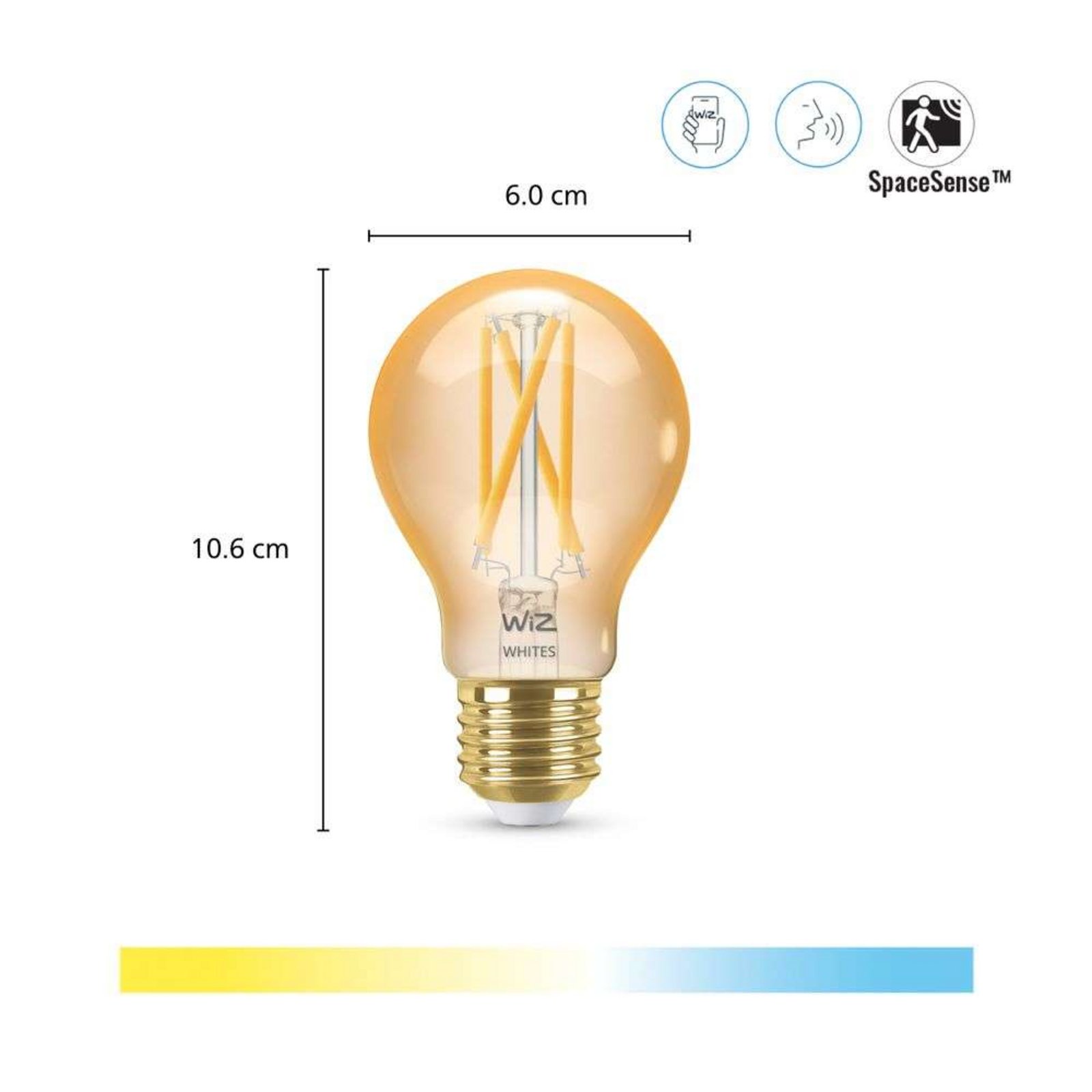 Lampadina Smart TW Amb. 7W 640lm 2000-5000K Gold E27 - WiZ