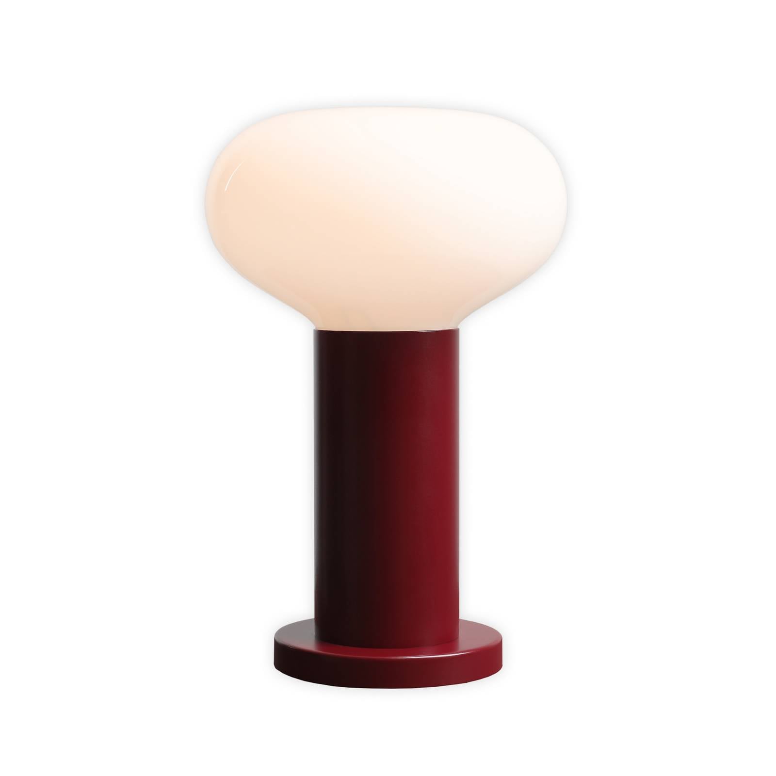 Tischleuchte Flo, rot, Ø 19 cm, Glas