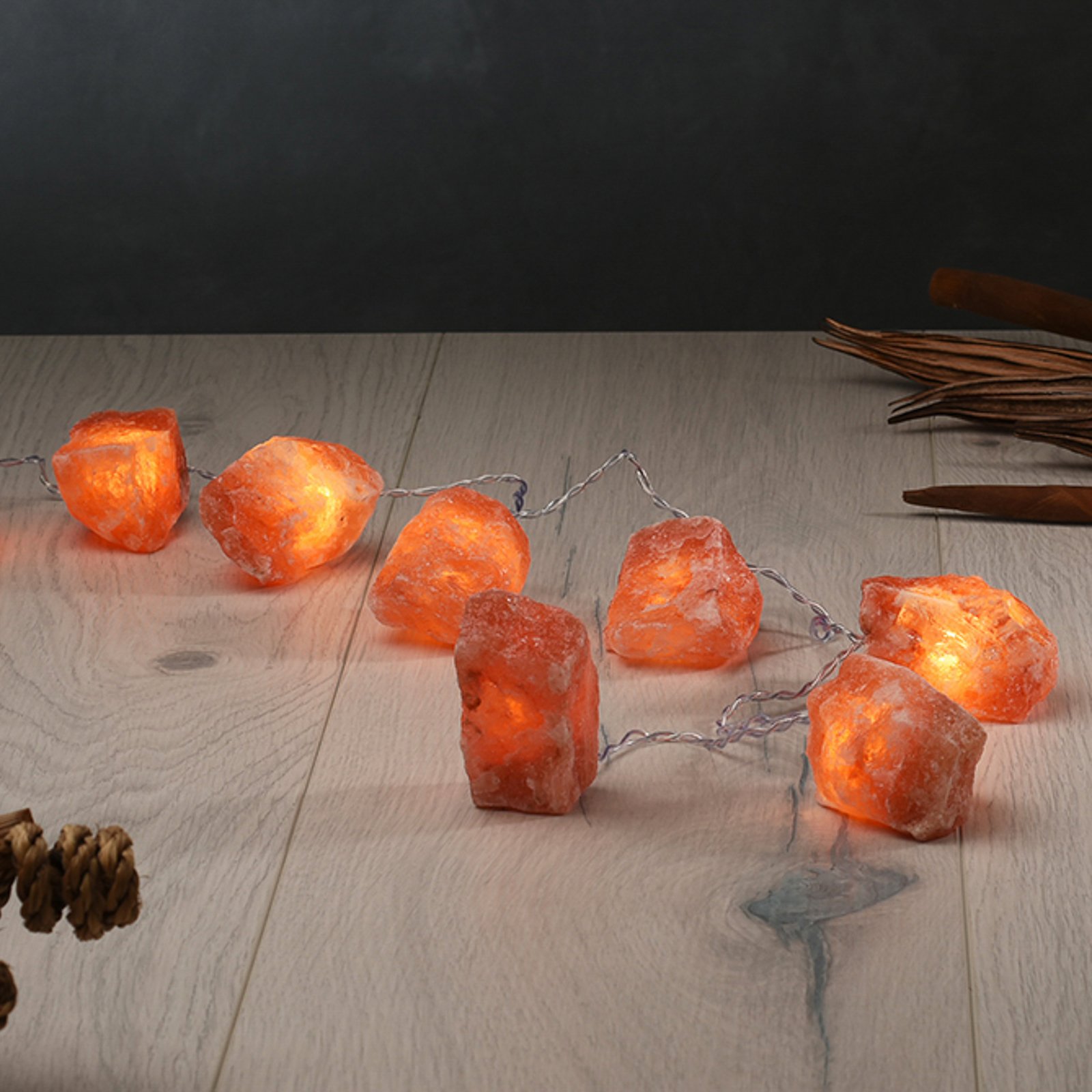 Guirlande lumineuse Cristaux lumineux Rock, cristaux de sel ambre