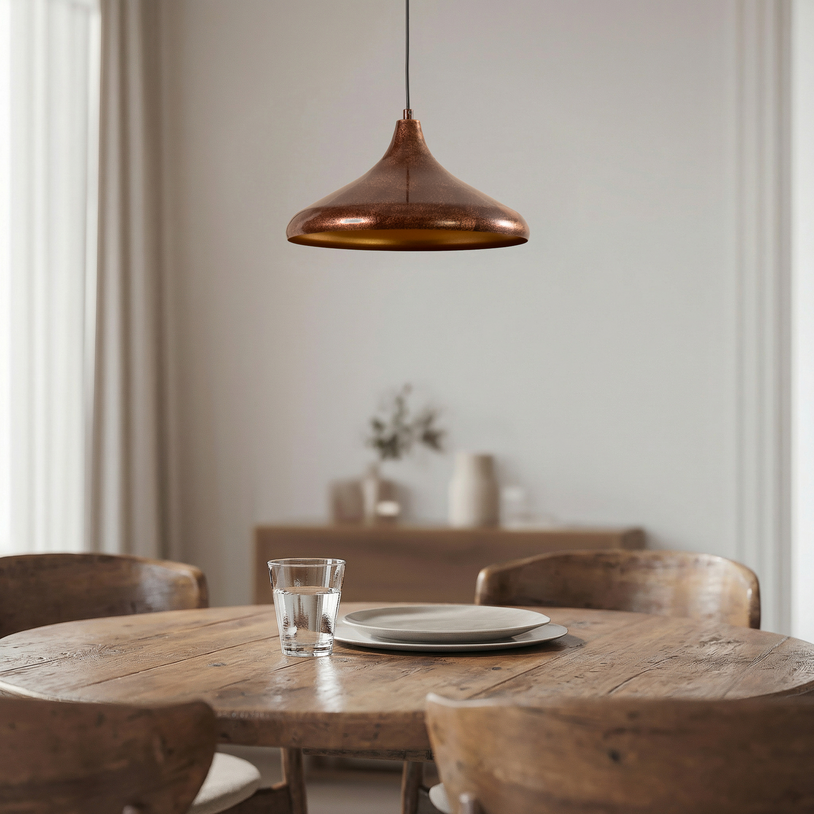 Claus pendant light, copper/gold, Ø 35 cm, metal