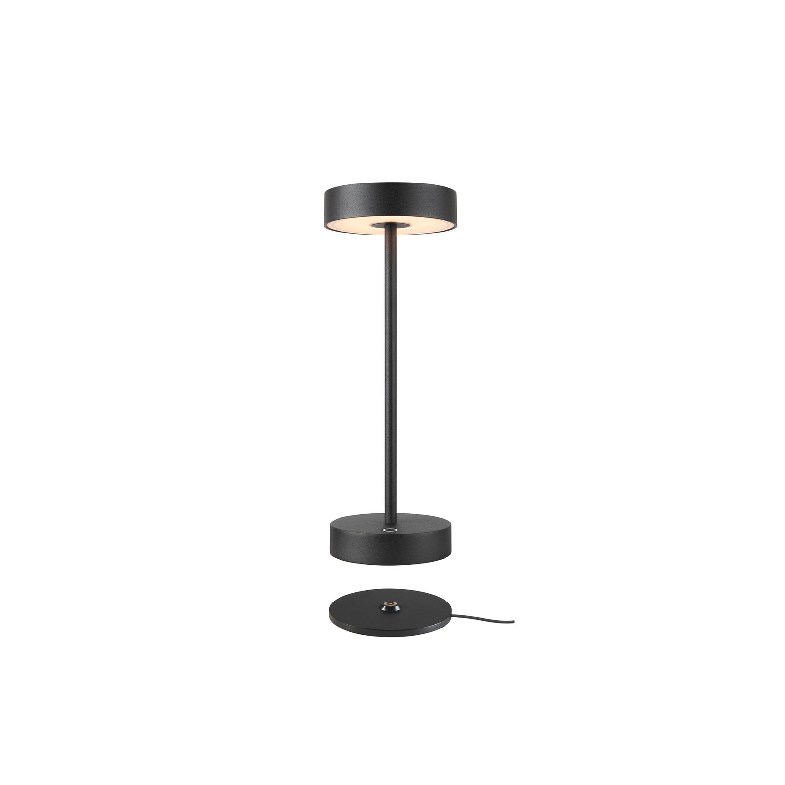 SLV LED-ladattava valaisin Vinolina, musta, CCT, alumiini, korkeus 32,3 cm