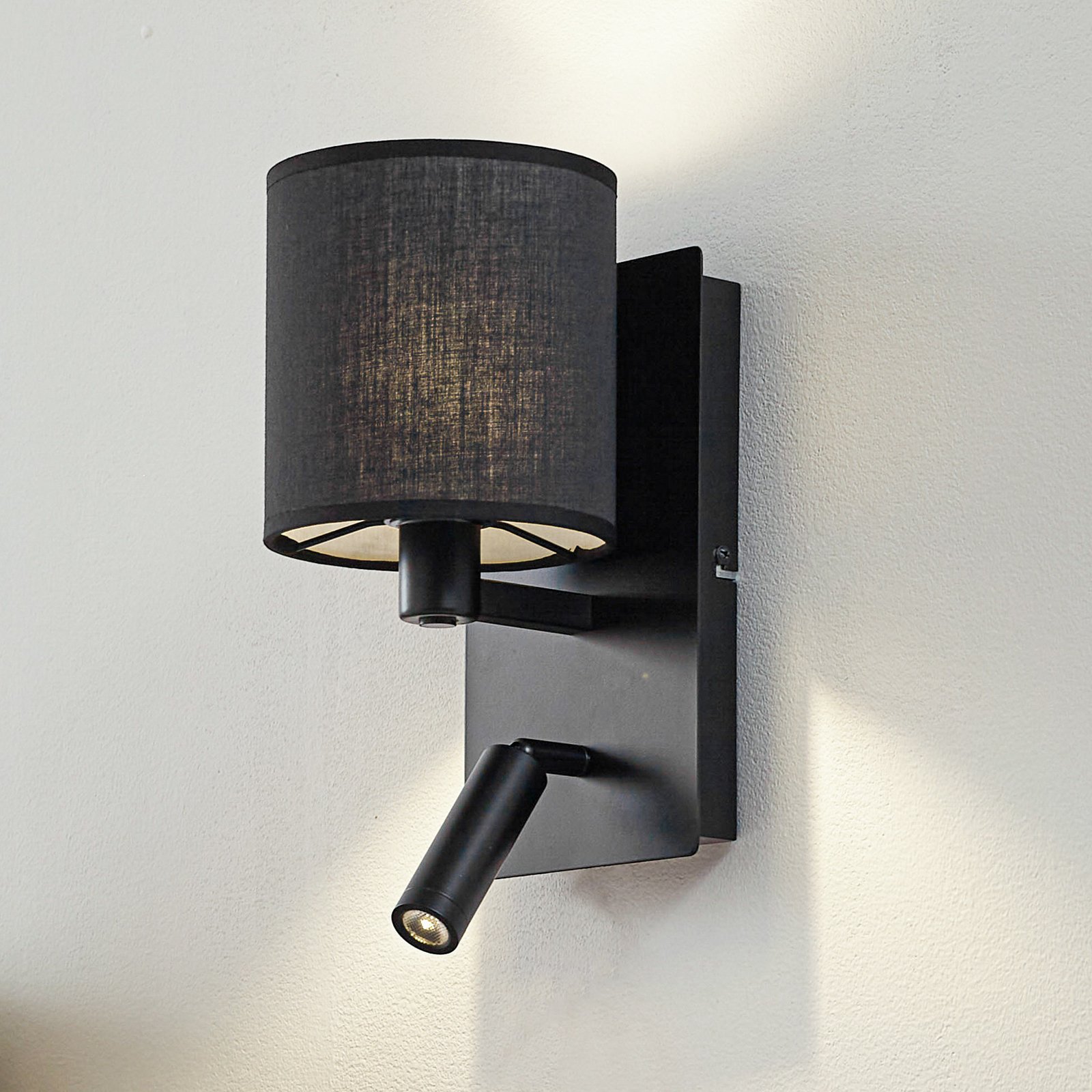 Aiden nástenné svetlo 30 cm čierne E14 LED lampa na citanie - Lindby