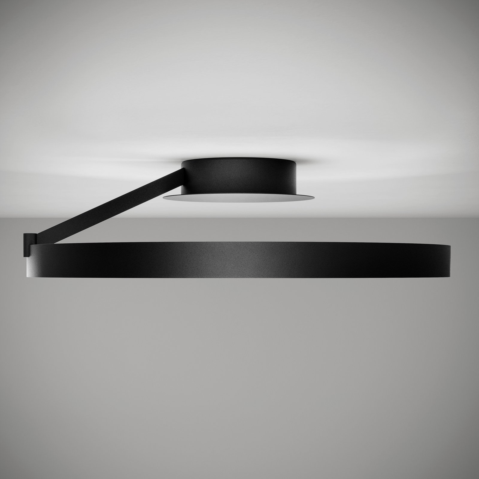 LED ceiling light Anello, black, aluminium, Ø 55 cm