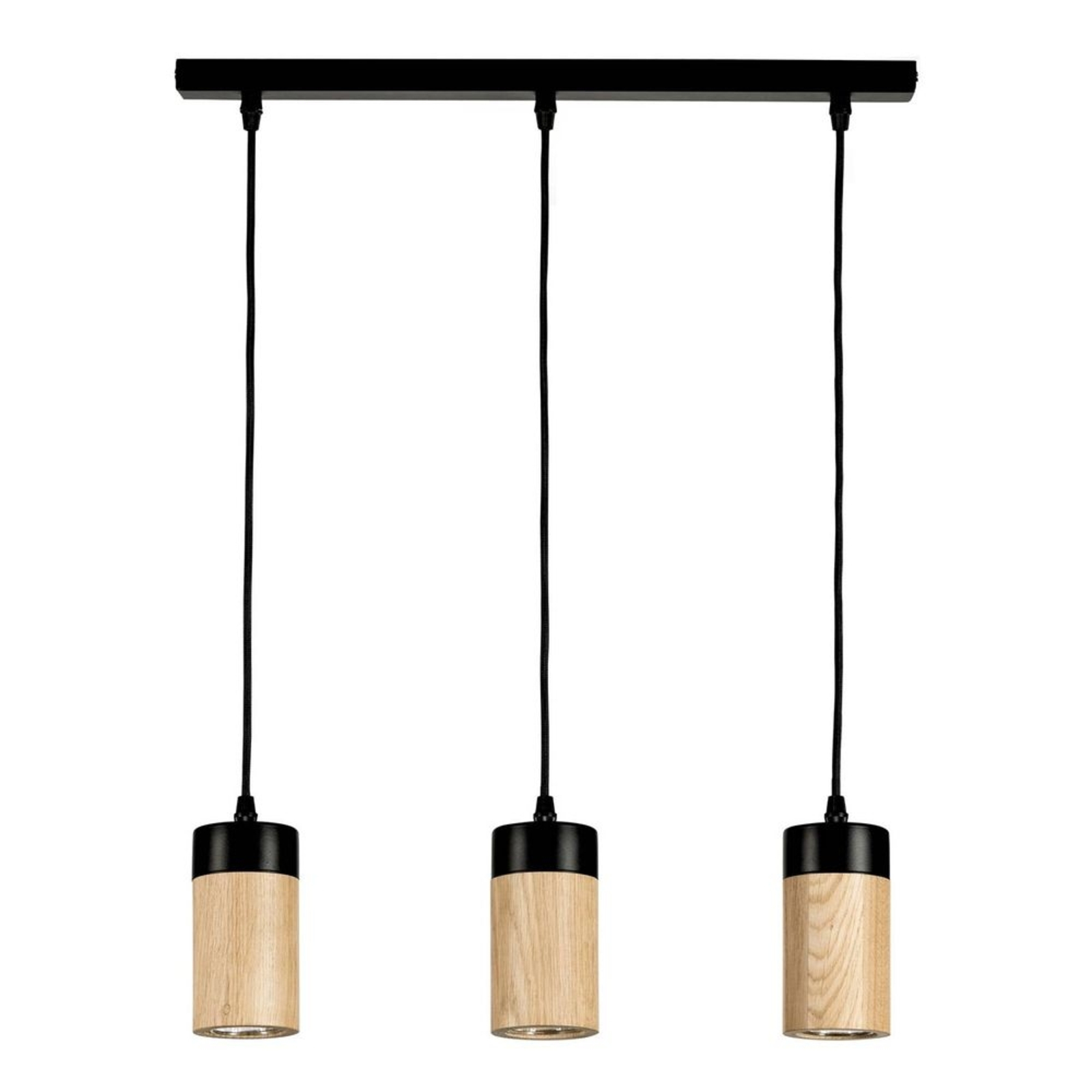 Plain 3 Lustră Pendul Black/Wood - Envostar