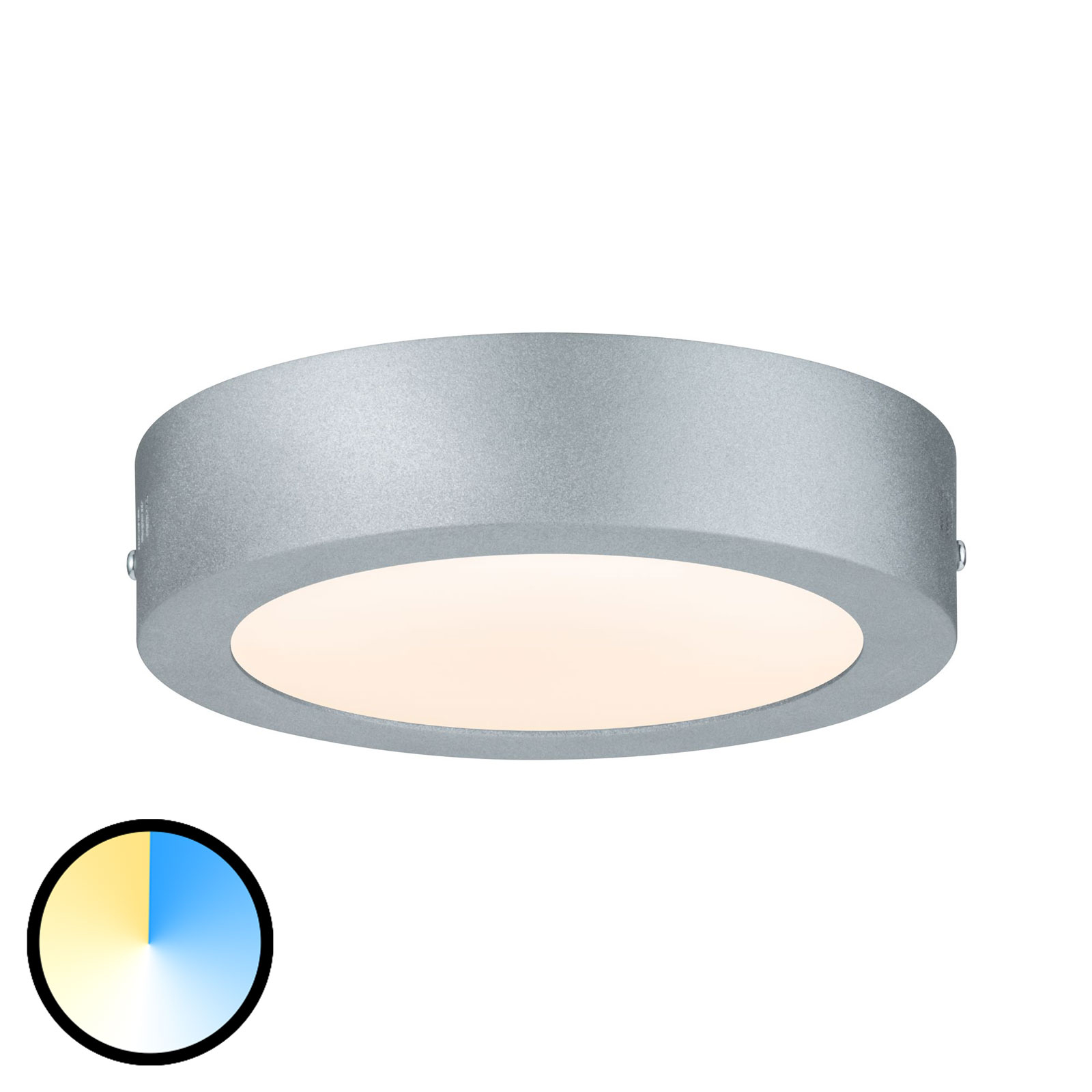 Paulmann Carpo LED ceiling lamp round chrome 17 cm, for Living / Dining Room, metal, plastic, 10.2 W, energy efficiency: A+, H: 3.8 cm