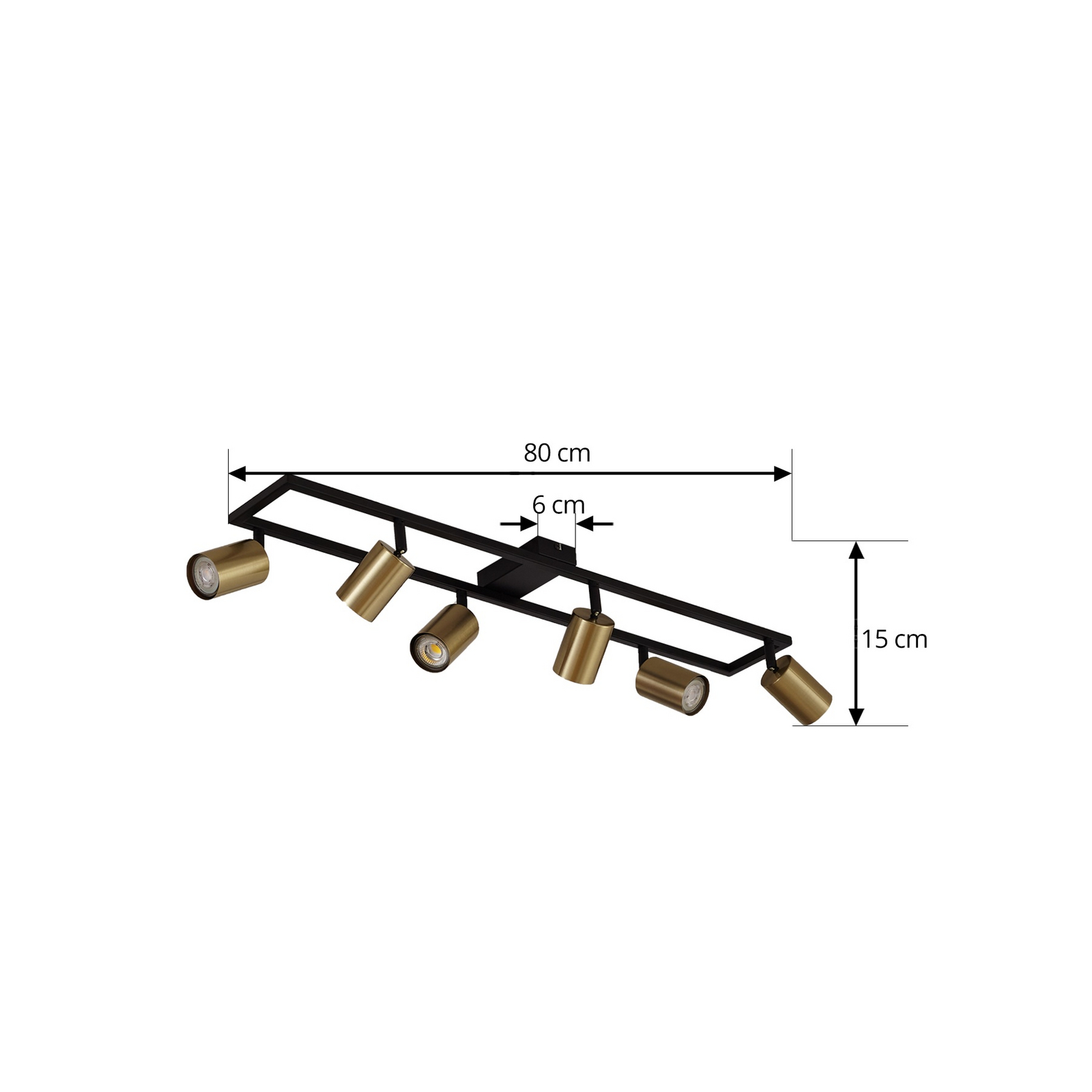 Stropní bodové světlo Bravius, mosaz, 6 žárovek, železo - Lindby