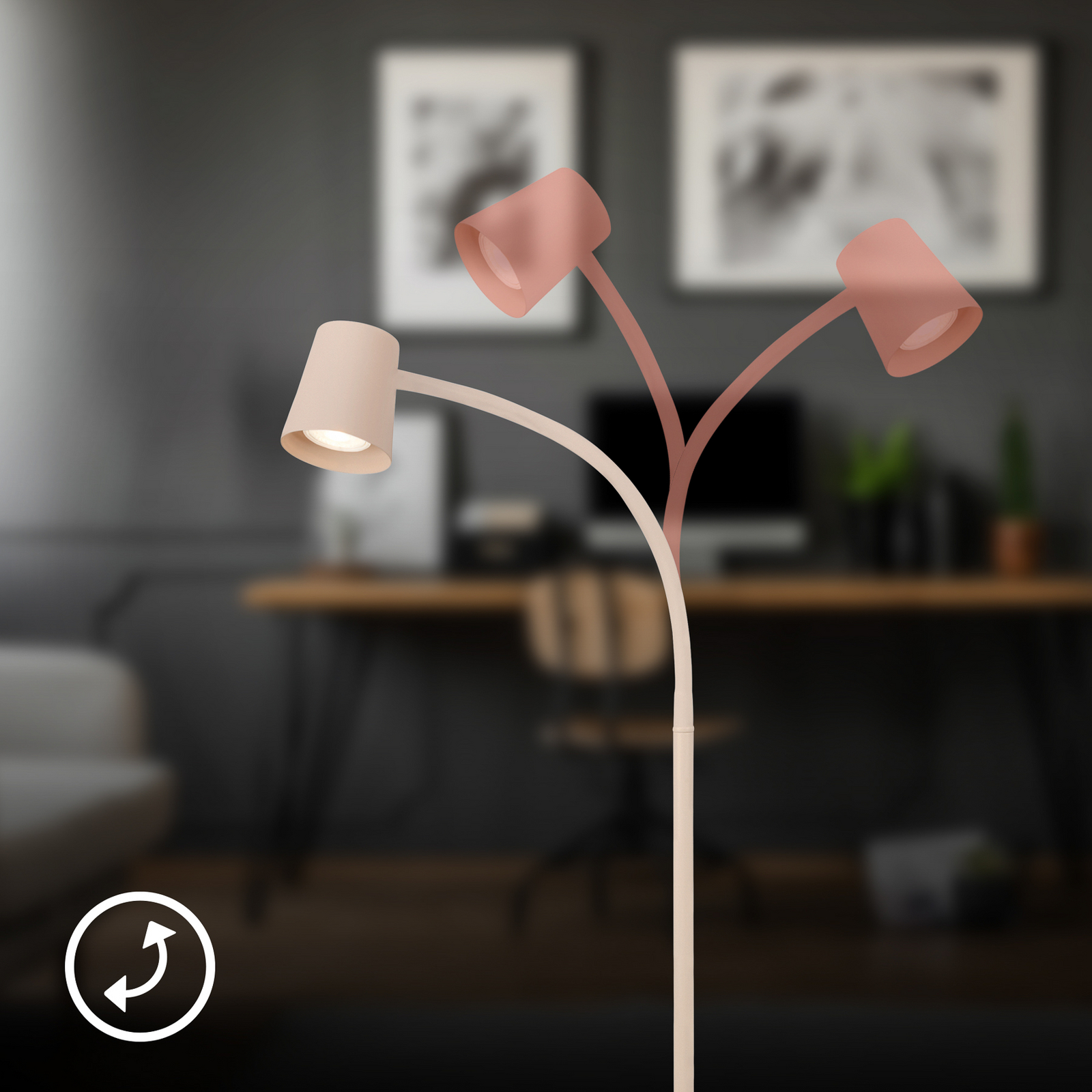 Stāvlampa Skriva, smilškrāsā, regulējama, metāla, GU10