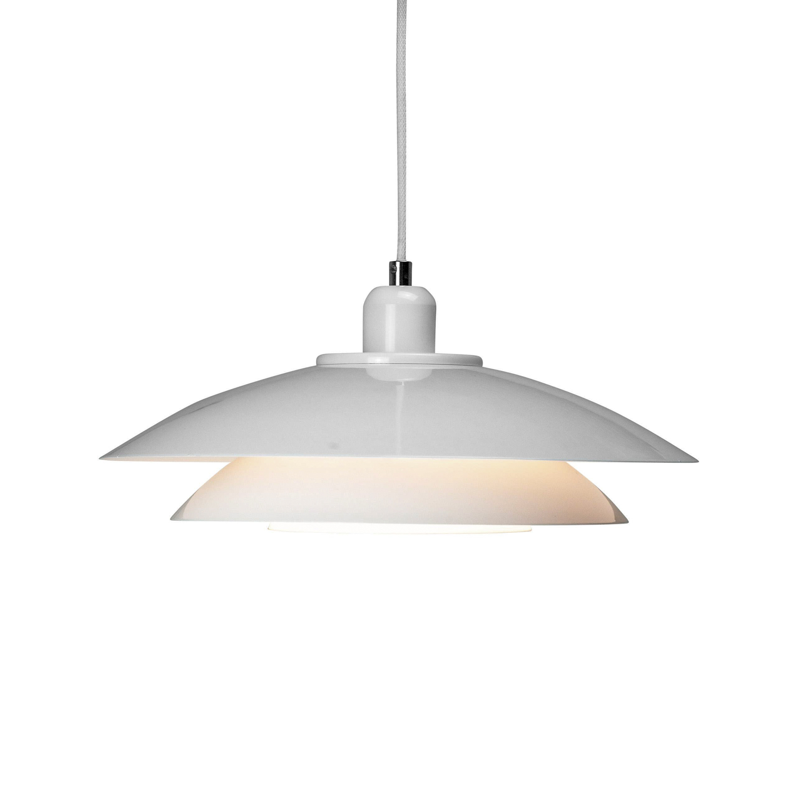 Dyberg Larsen hanging light Kaje, white, Ø 40 cm, metal