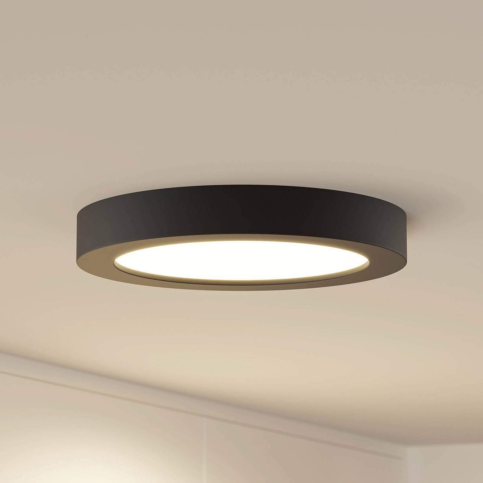 Prios LED stropné svietidlo Edwina, čierne, 24,5 cm, CCT, stmievateľné