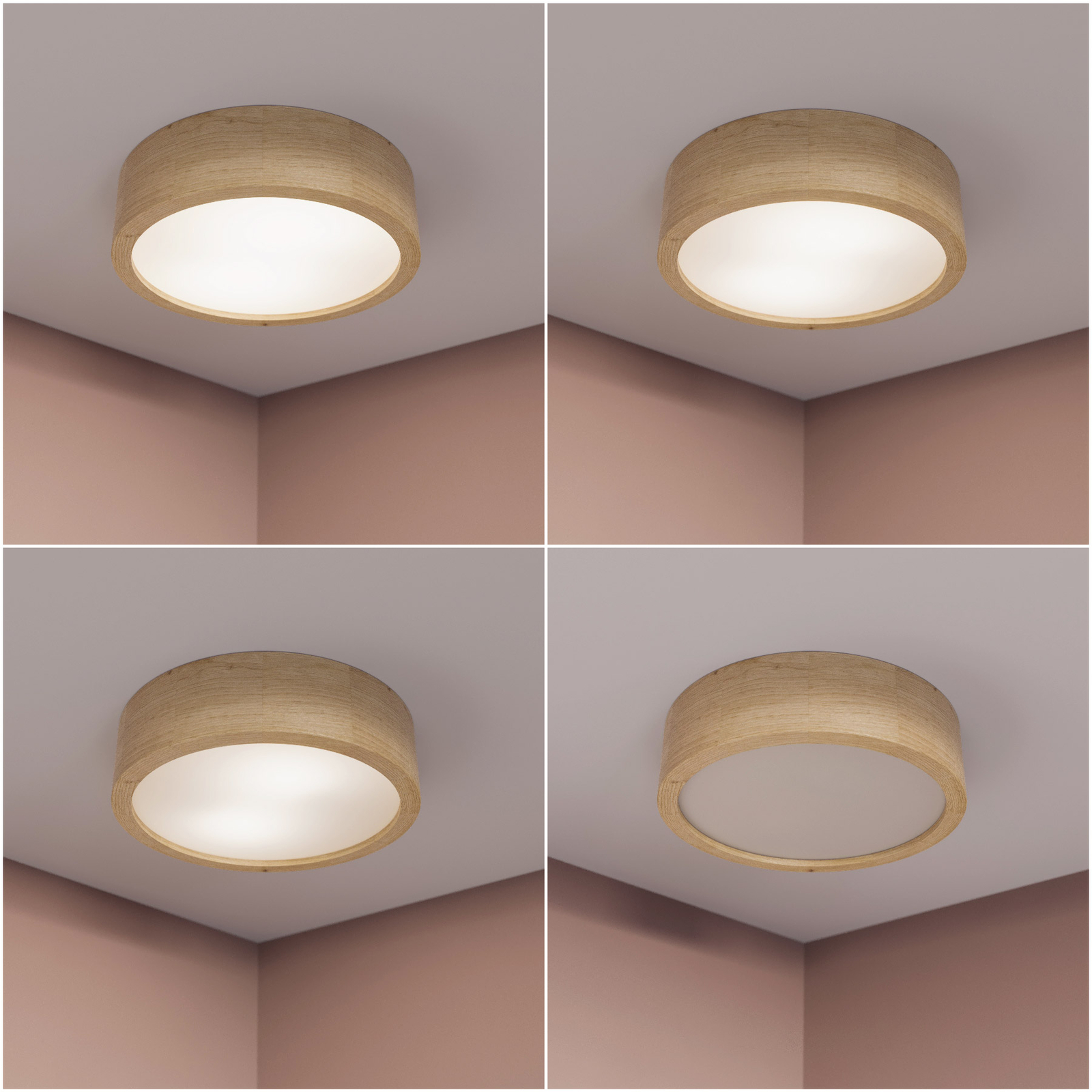 Plafondlamp Cleo, Ø 28 cm, eiken