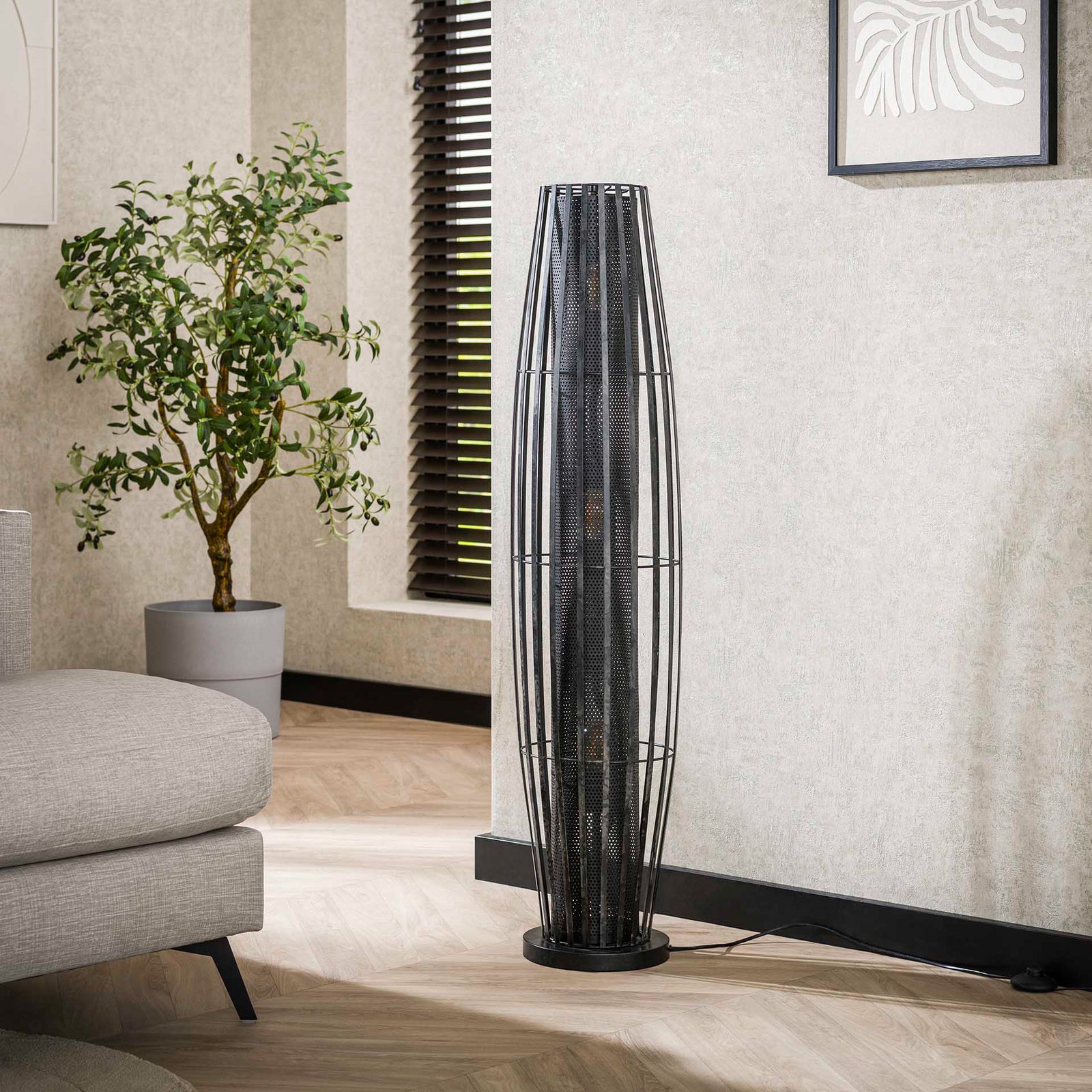 Stehlampe Dublindo, Höhe 120 cm, anthrazit, Metall, 3 x E27