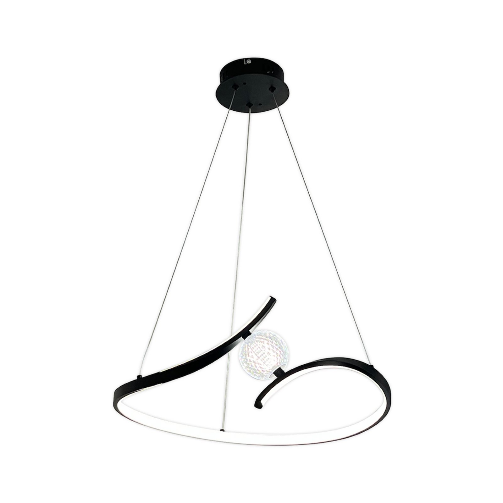 LED-Hängeleuchte Perla, Metall, Acryl, schwarz, 4.000 K