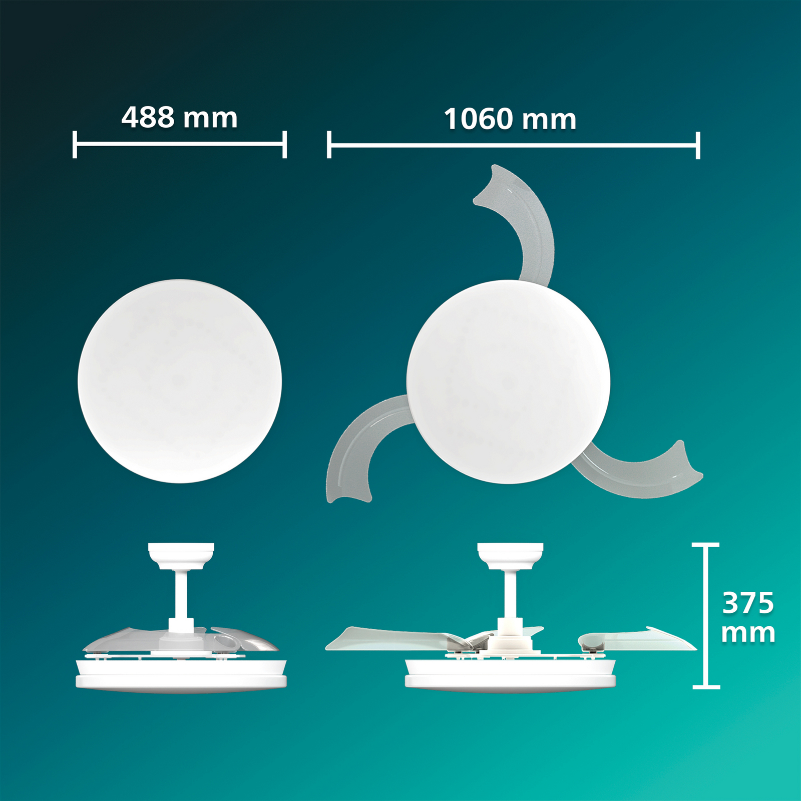 Philips Solr LED stropni ventilator, bijeli, DC, tih, CCT Philips Solr LED stropni ventilator, bijeli, DC, tih, CCT
