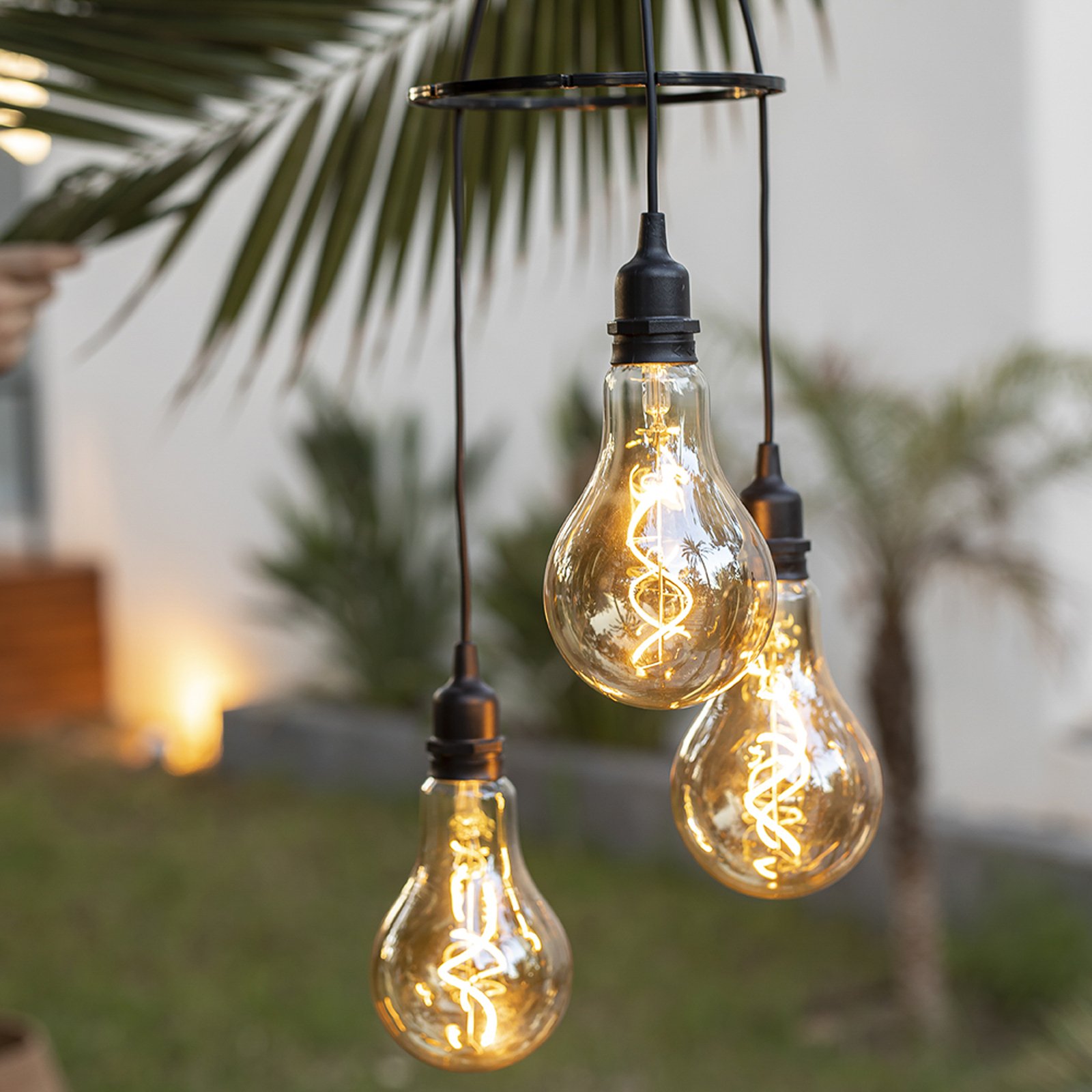 Newgarden Chiara LED solar hanging light, 3-bulb