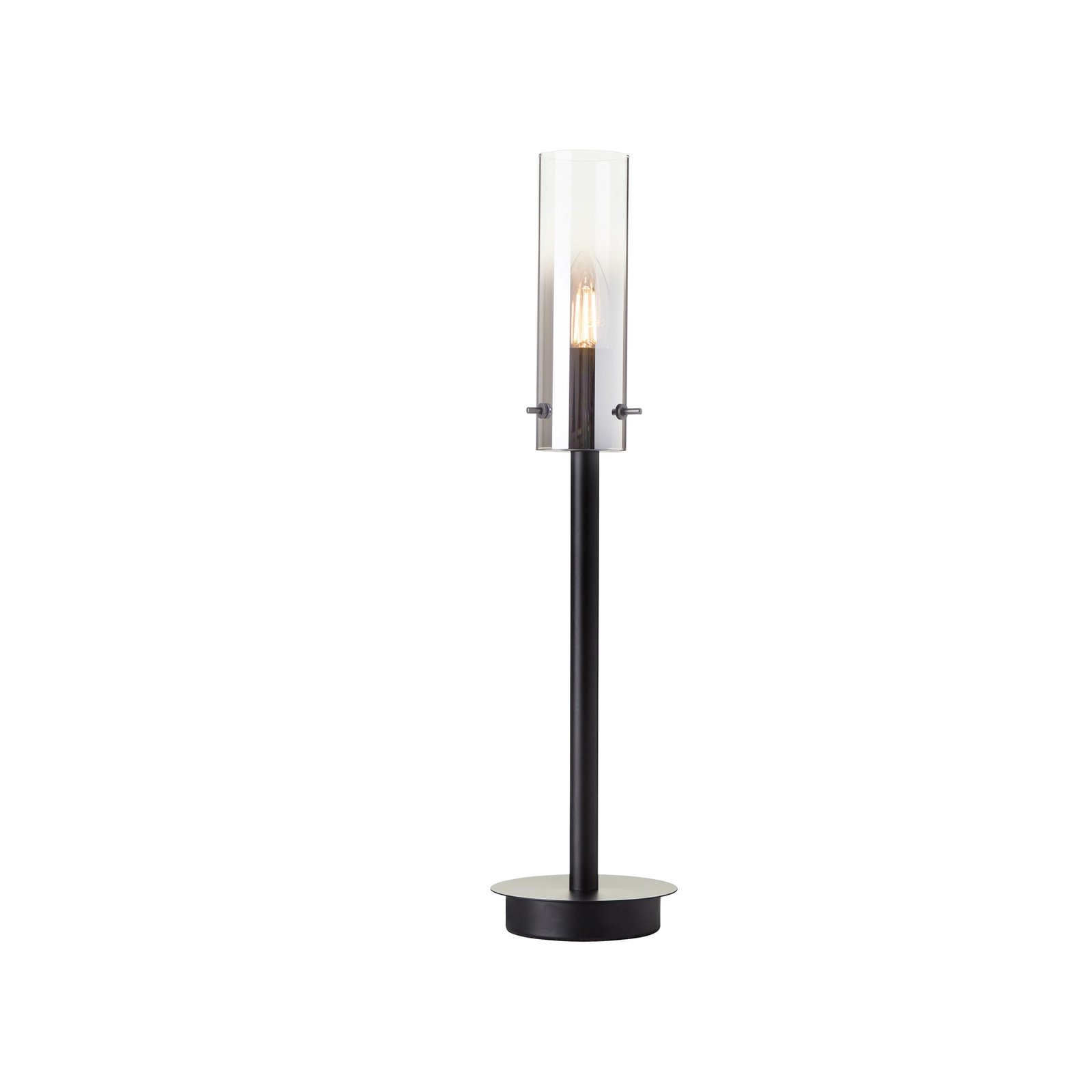 Glasini bordlampe, høyde 49,5 cm, røykgrå/svart, glass