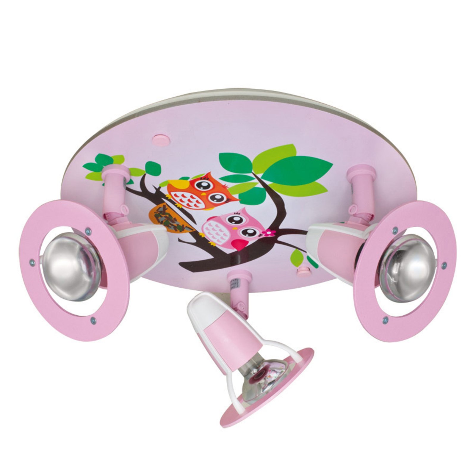 Owl ceiling light for a child’s room, pink