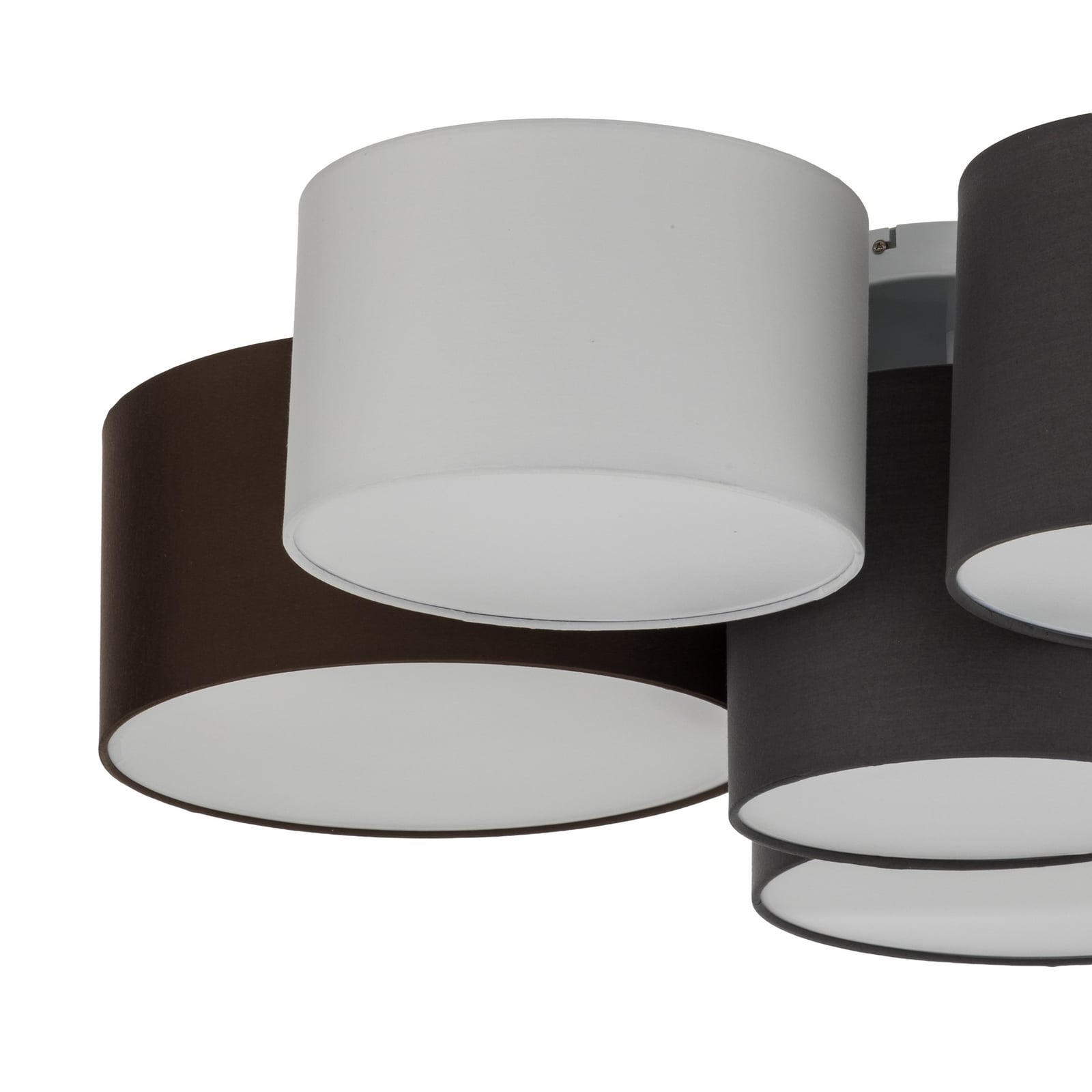 Plafonnier Lindby Laurenz, à 6 lampes, gris/marron, textile