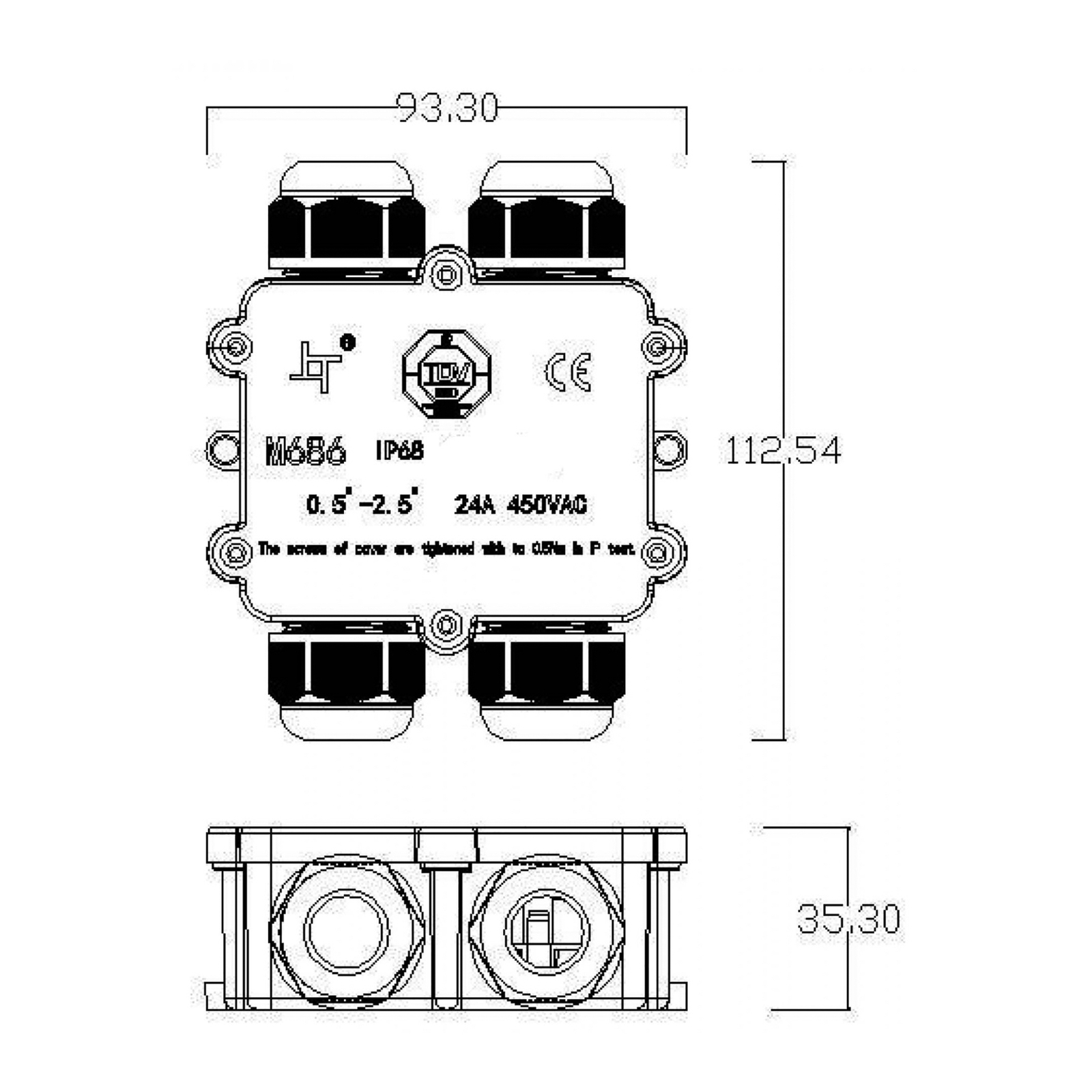 Outdoor-Multi-4-fach-Verteiler für 2-4 Kabel