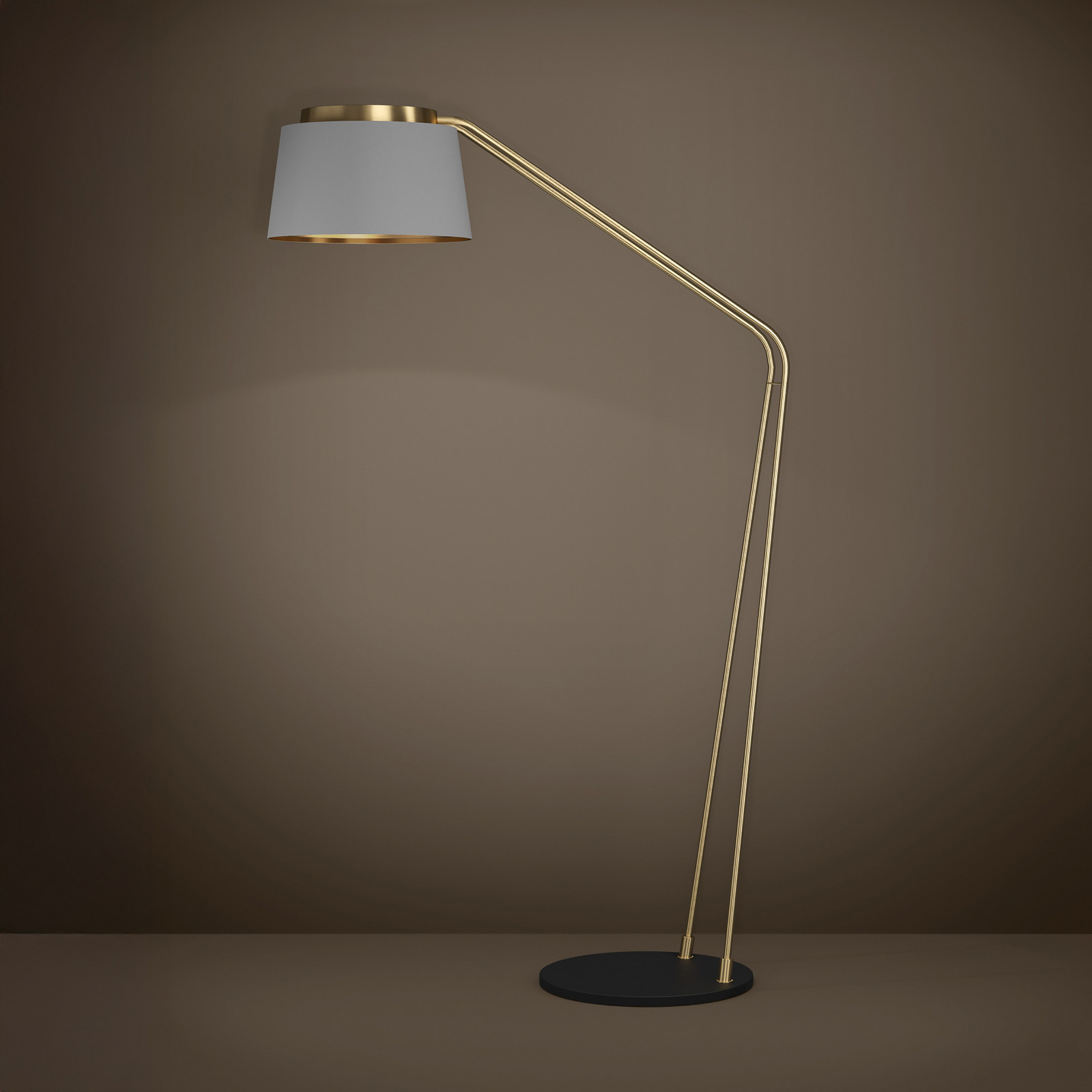 Lampadar Stars of Light Almerimar gri/alamă 181 cm - Camera de zi / sufragerie - Modern - gri / alamă periată - Țesătură / Textil