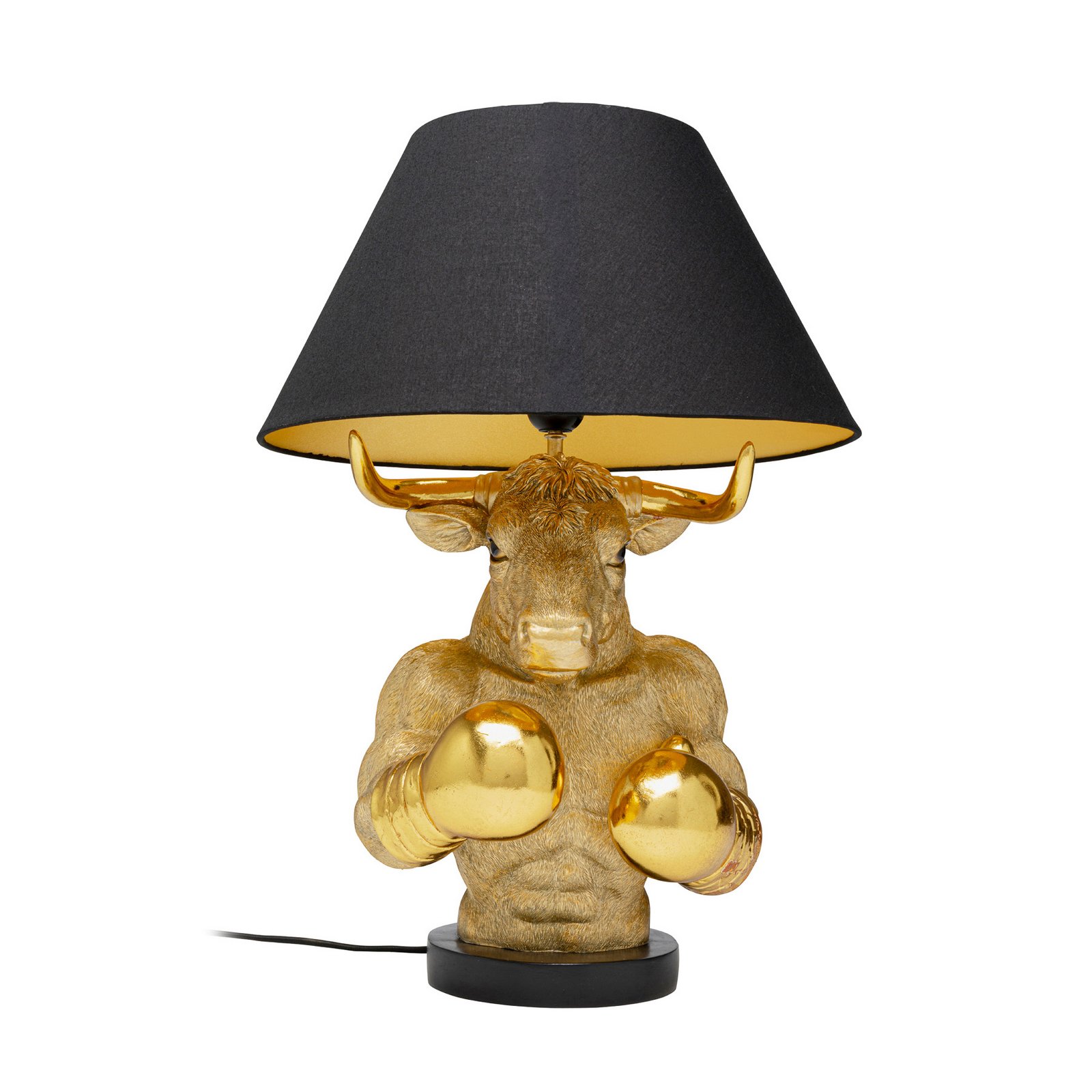 Kare namizna svetilka Boxer Bull, črna/zlata, 53 cm, E27