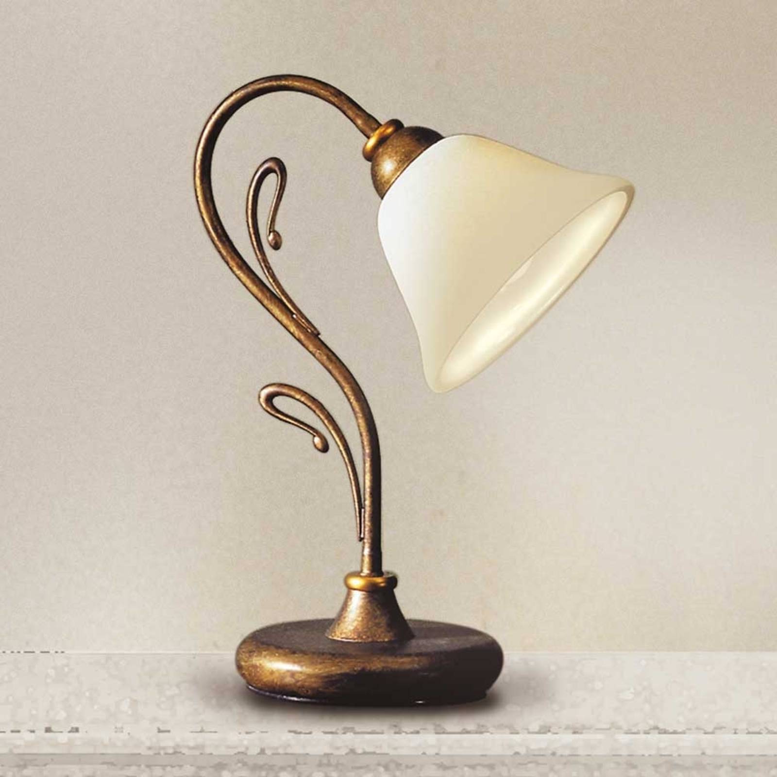 Lam Stylish table lamp Antonio, for Living / Dining Room, metal, glass, E14, 40 W, H: 35 cm