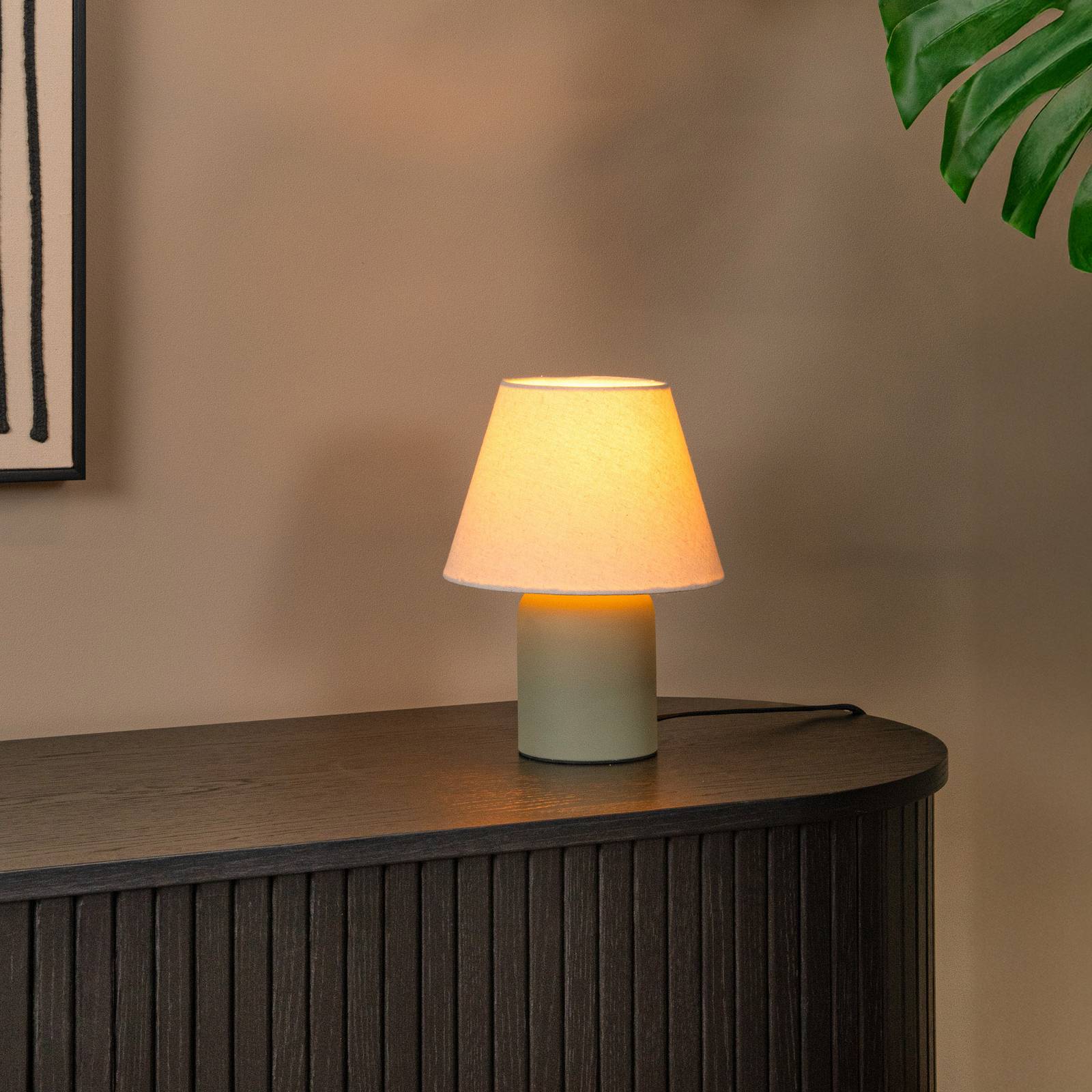 Tischleuchte Macia, grün/beige, Höhe 27 cm, Keramik/Stoff günstig online kaufen