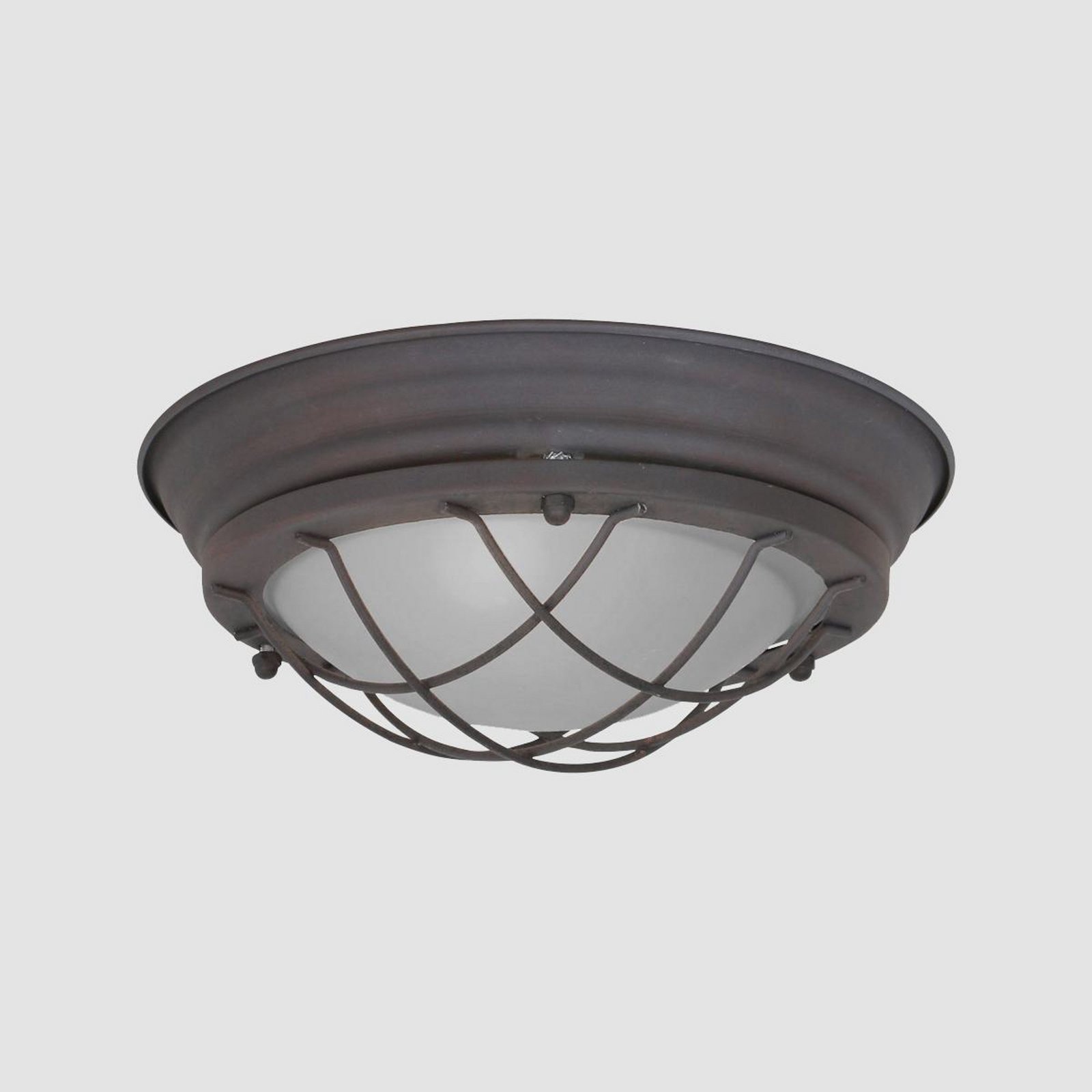 Deckenleuchte Lisanne, braun, Ø 29 cm, Metall, Glas, E27