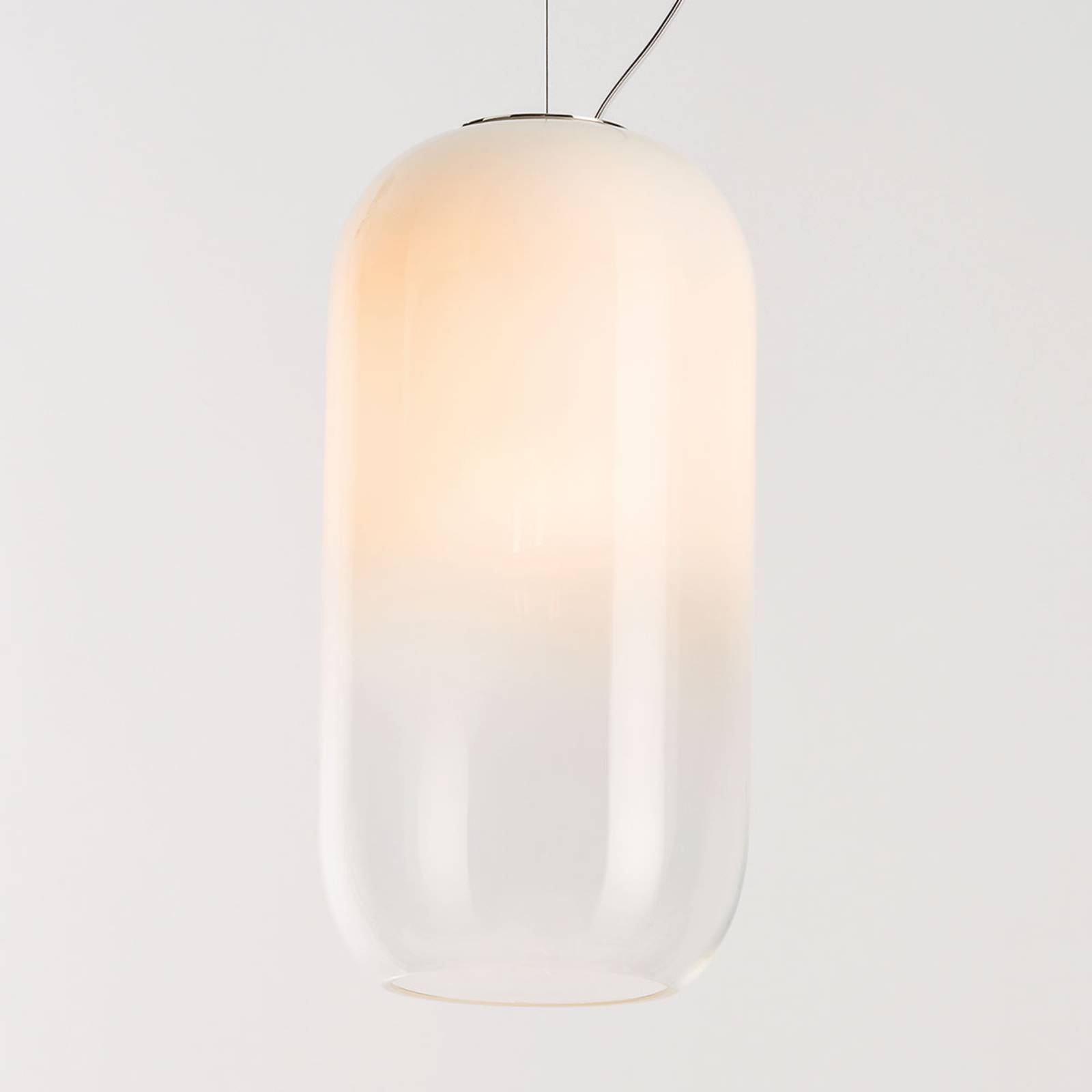 Artemide Gople szklana lampa wisząca biała/srebrna