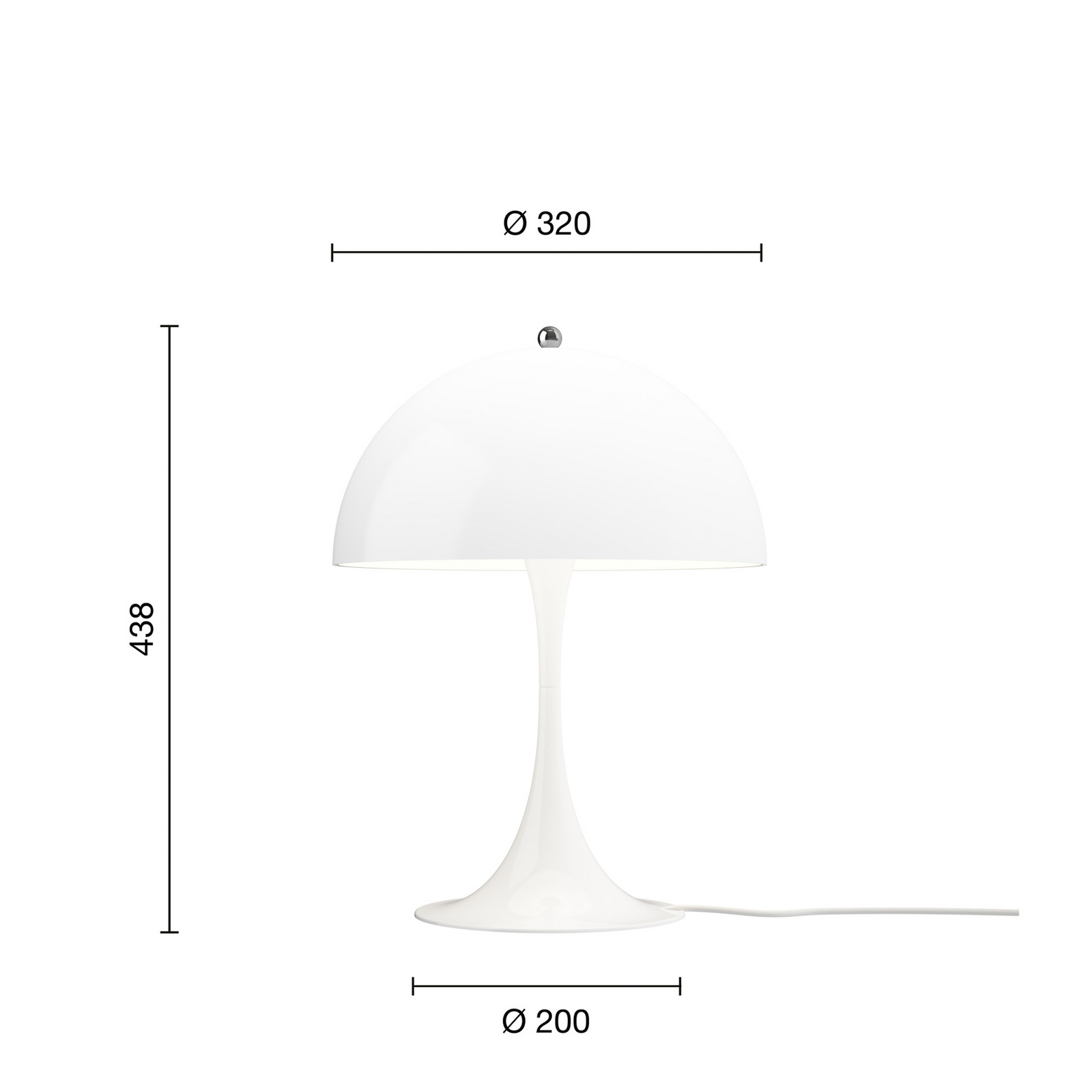 Louis Poulsen bordlampe Panthella 320, hvit, Ø 32 cm, E14