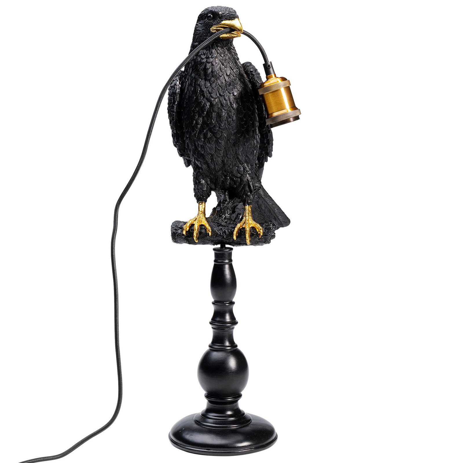 KARE galda lampa Animal Sitting Crow melnā krāsā