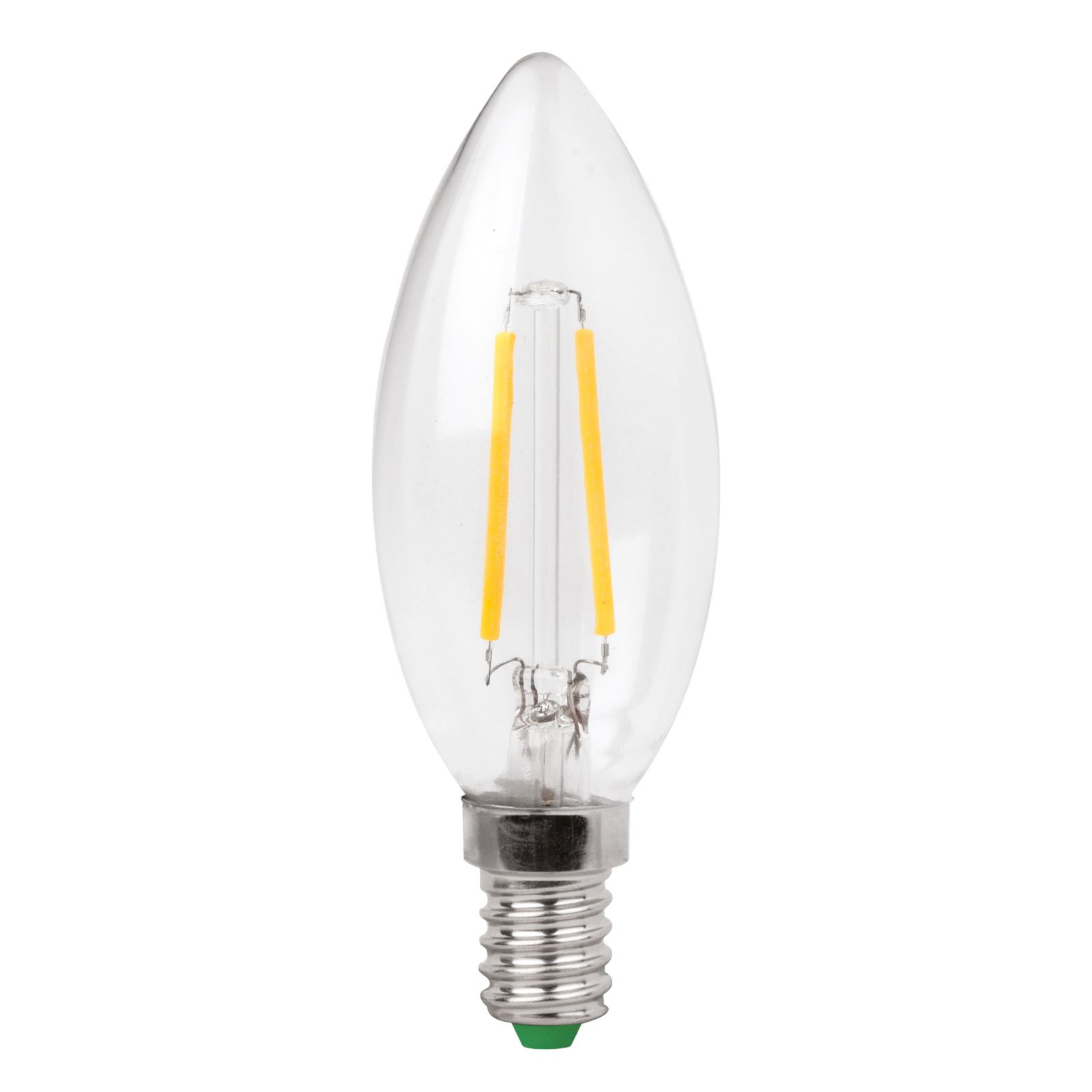 Bombilla vela con filamento LED E14 3W transparente, blanco cálido