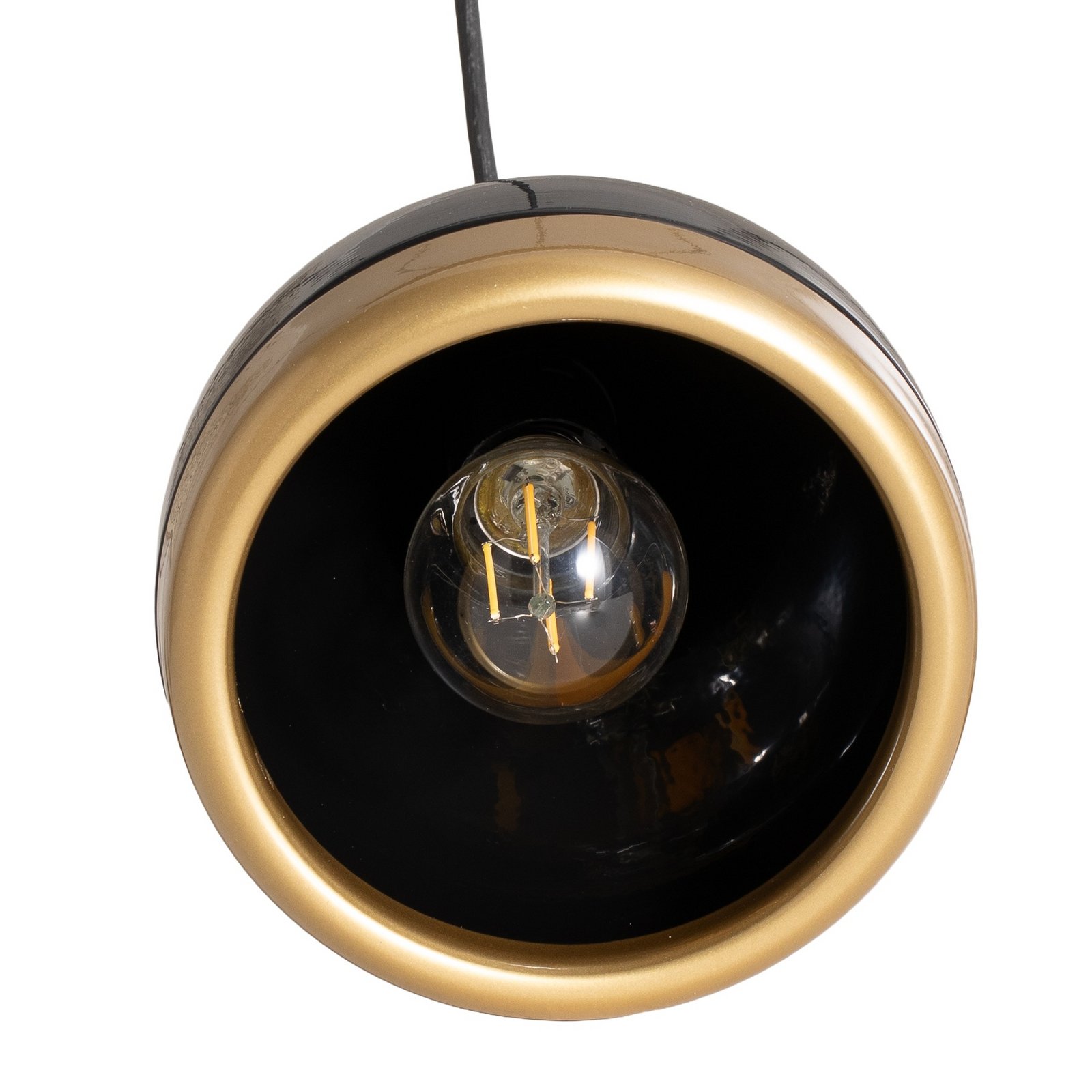 Závěsné světlo Yildo, lineární, 3 žárovky, černé/zlaté, kov