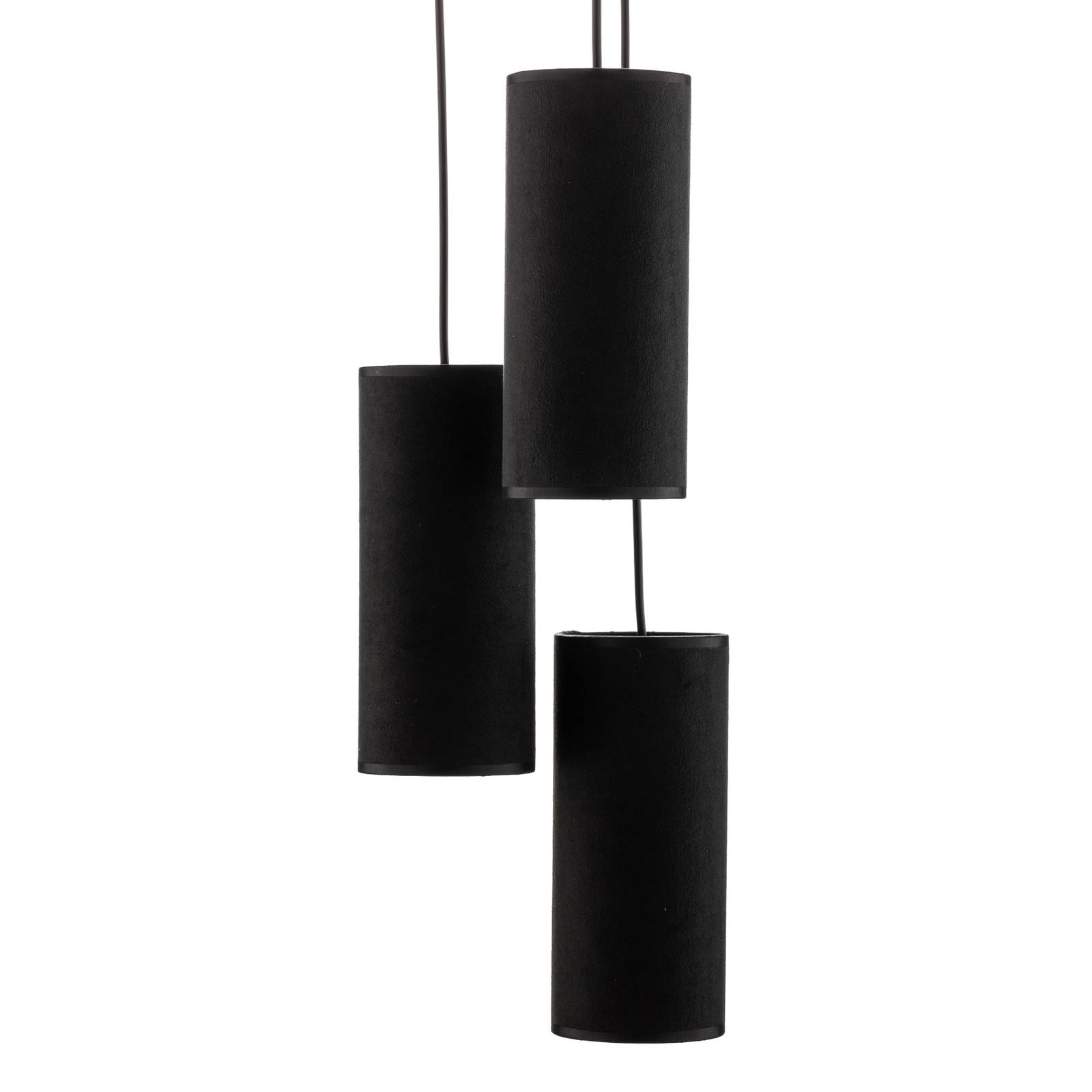 Lampa wisząca Joni, tkanina, 3-pkt. okrągła czarna