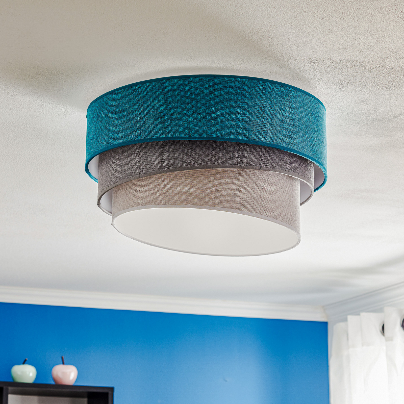 Pastell Trio ceiling lamp 45cm turquoise/grey