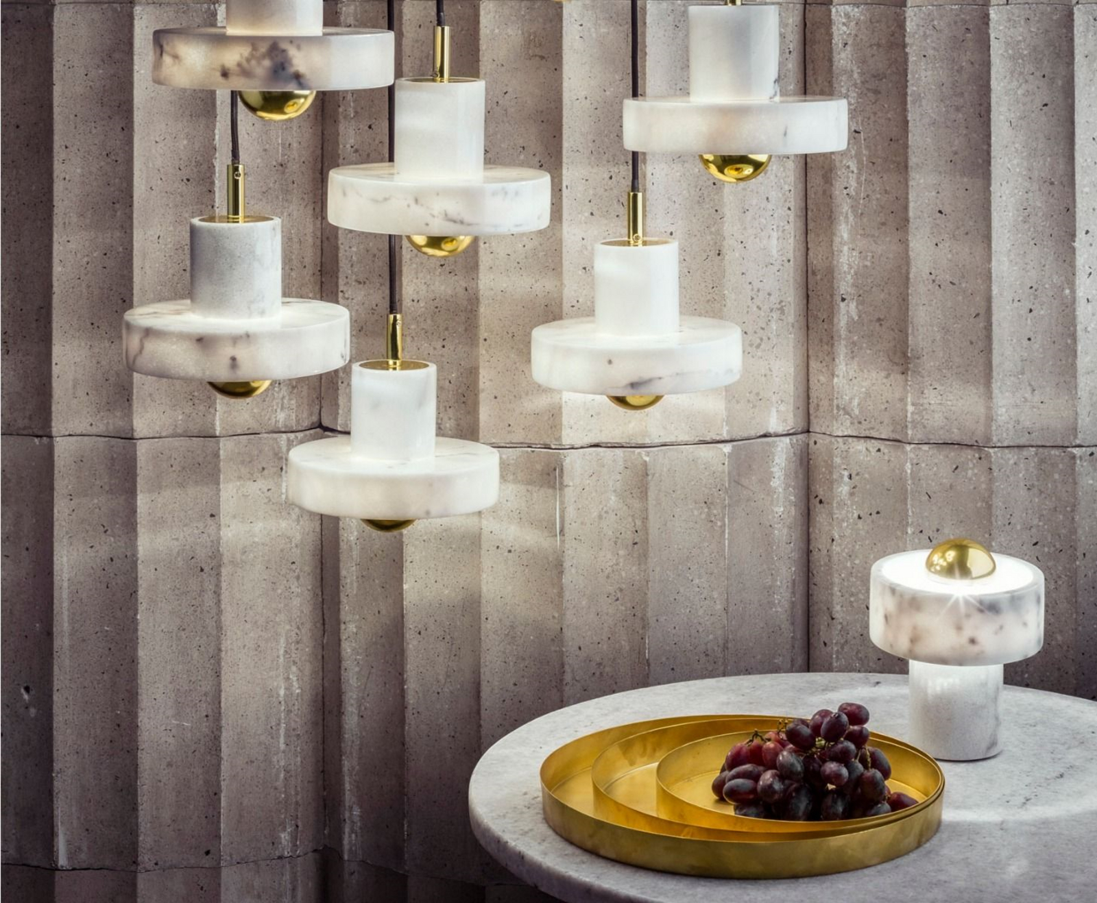 Stone Lustră Pendul White/Gold - Tom Dixon