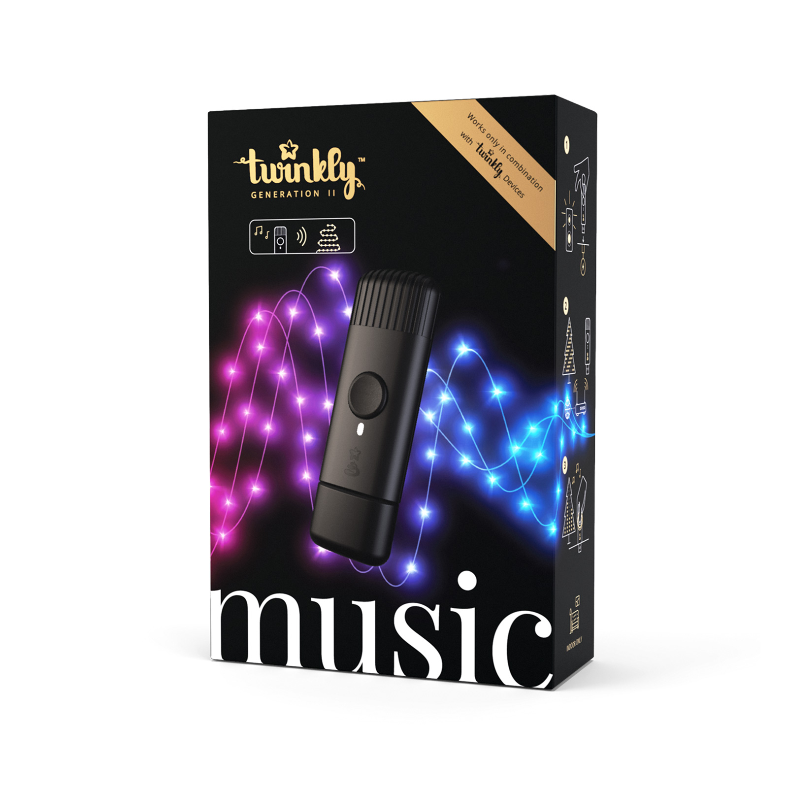 Musikksensor for Twinkly, Usb, svart - smarthus tilbeh?r - plast