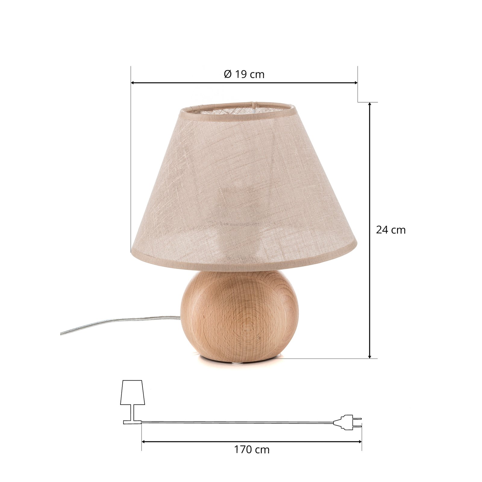 Gill Tischlampe Schirm beige/Holz natur - Envostar