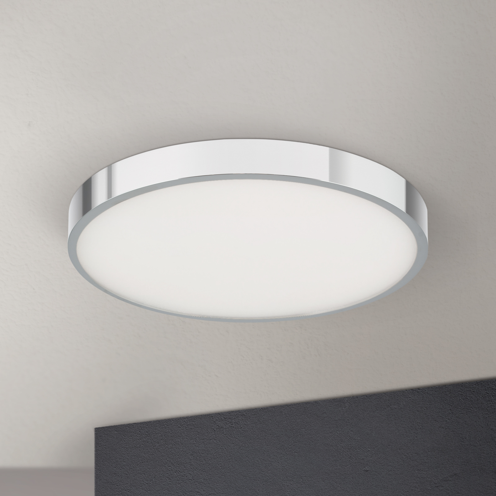 LED ceiling light Bully, chrome, Ø 28 cm
