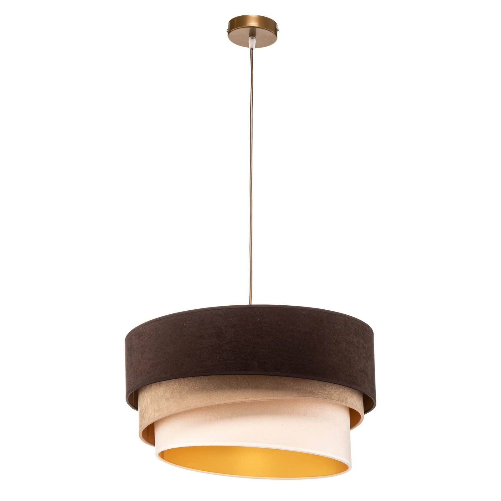 Lampada a sospensione Devon, marrone/beige/ecru/oro Ø45cm