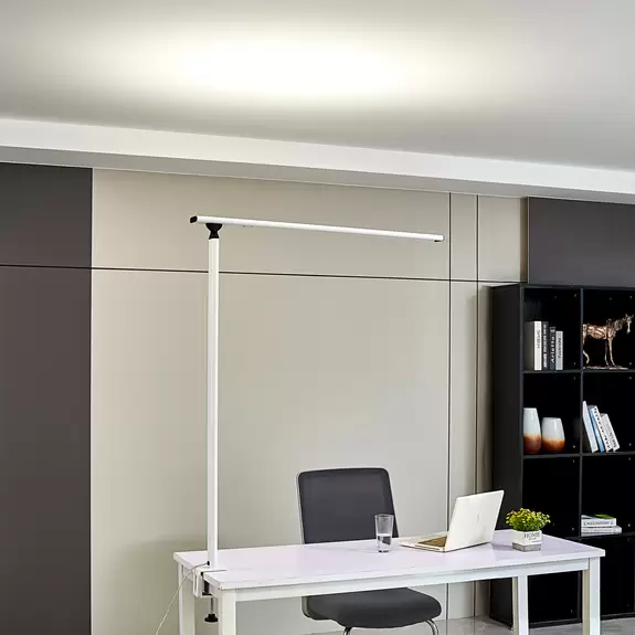 Lampenwelt Prios Zyair LED-Büro-Klemmleuchte weiß