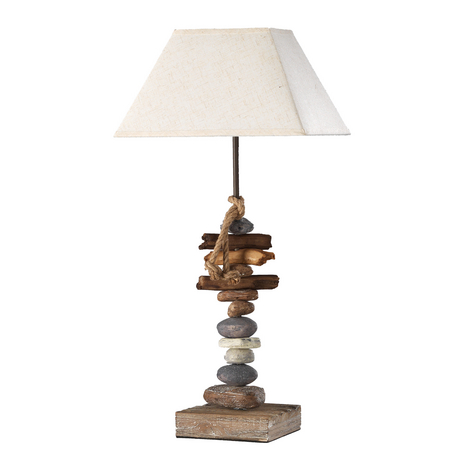 Tischlampe Seregon mit Steindekoration, Höhe 63 cm